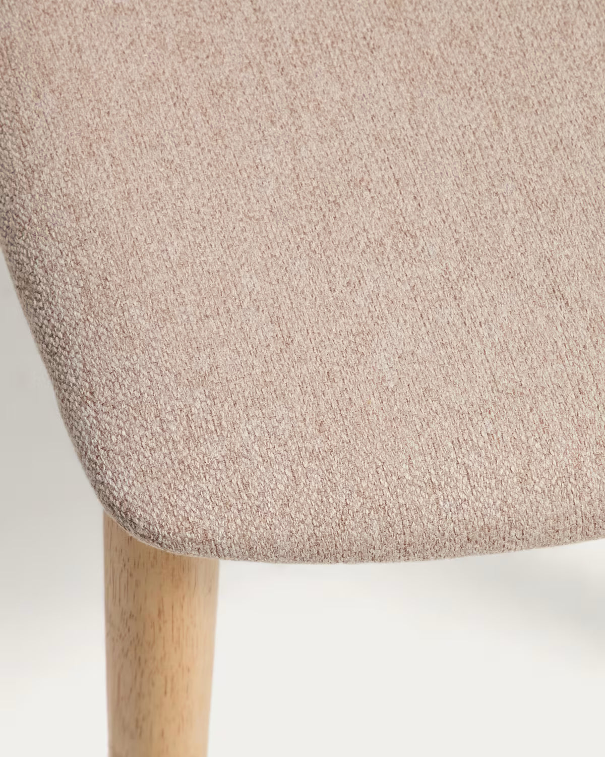 EVERA chair in beige chenille with a veneered oak base.