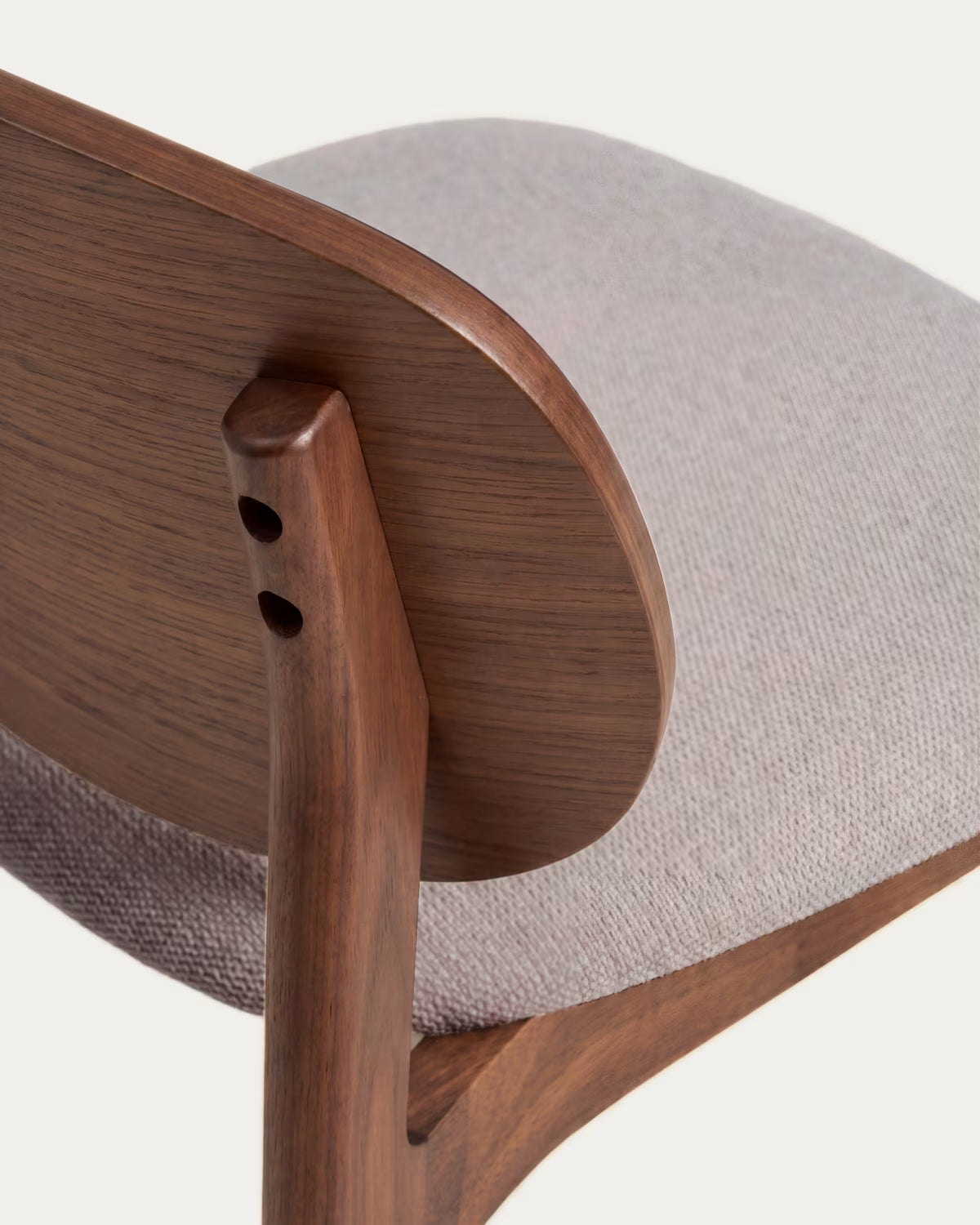LUDARA Chair in brown chenille with a dark oak veneered base.