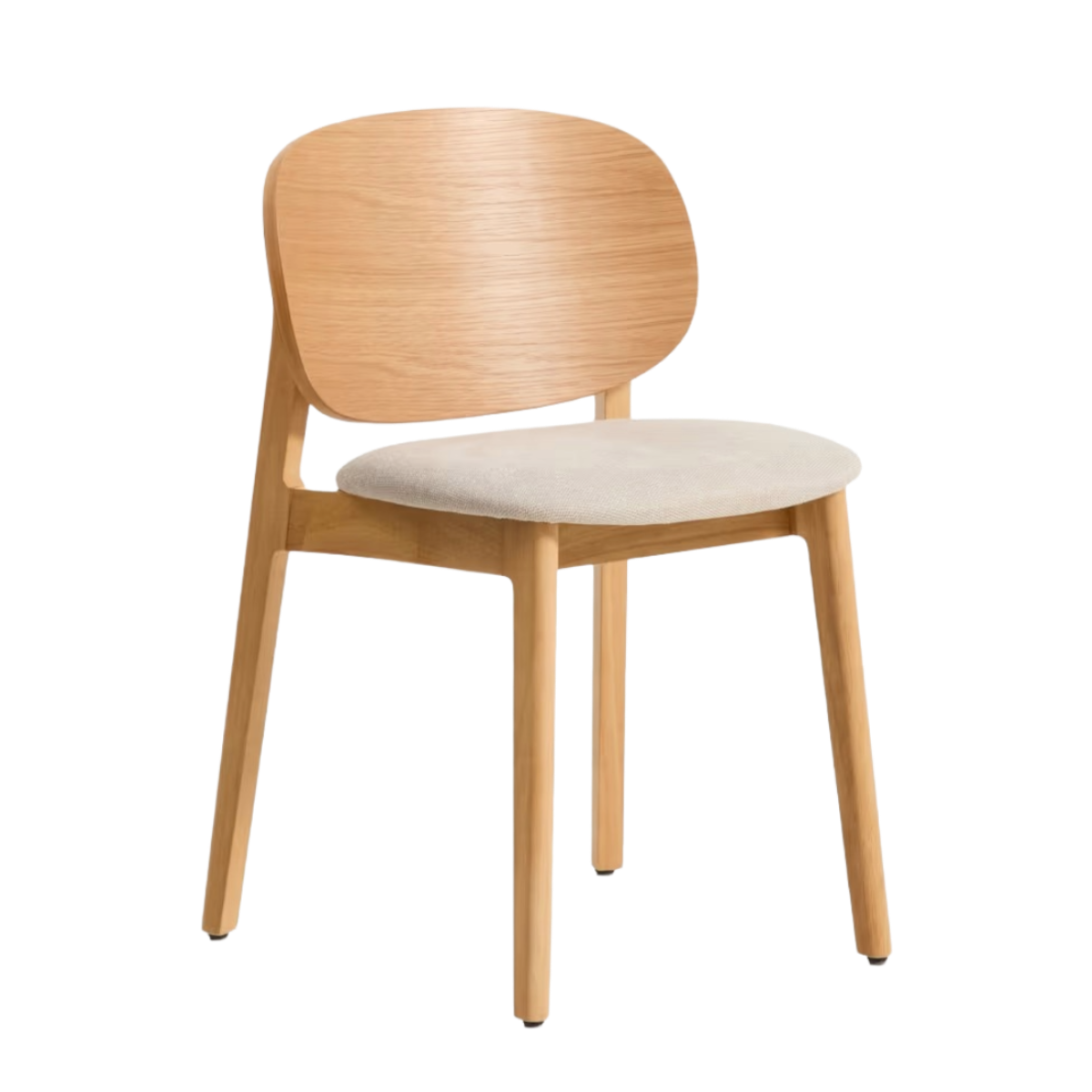 LUDARA Chair in Beige Chenille with a Veneered Oak Base