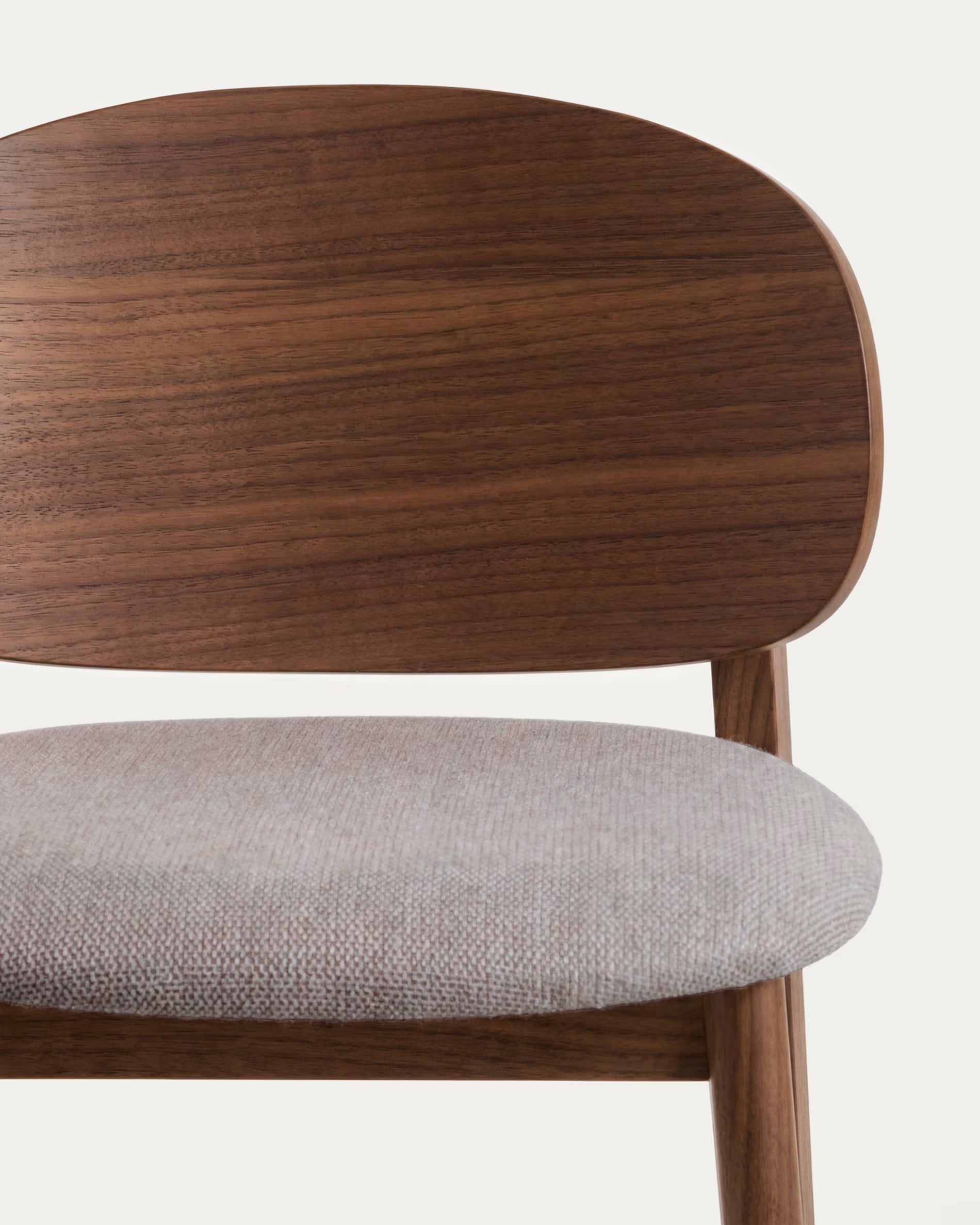 LUDARA Bar Stool in Brown Chenille with a Dark Veneered Oak Base