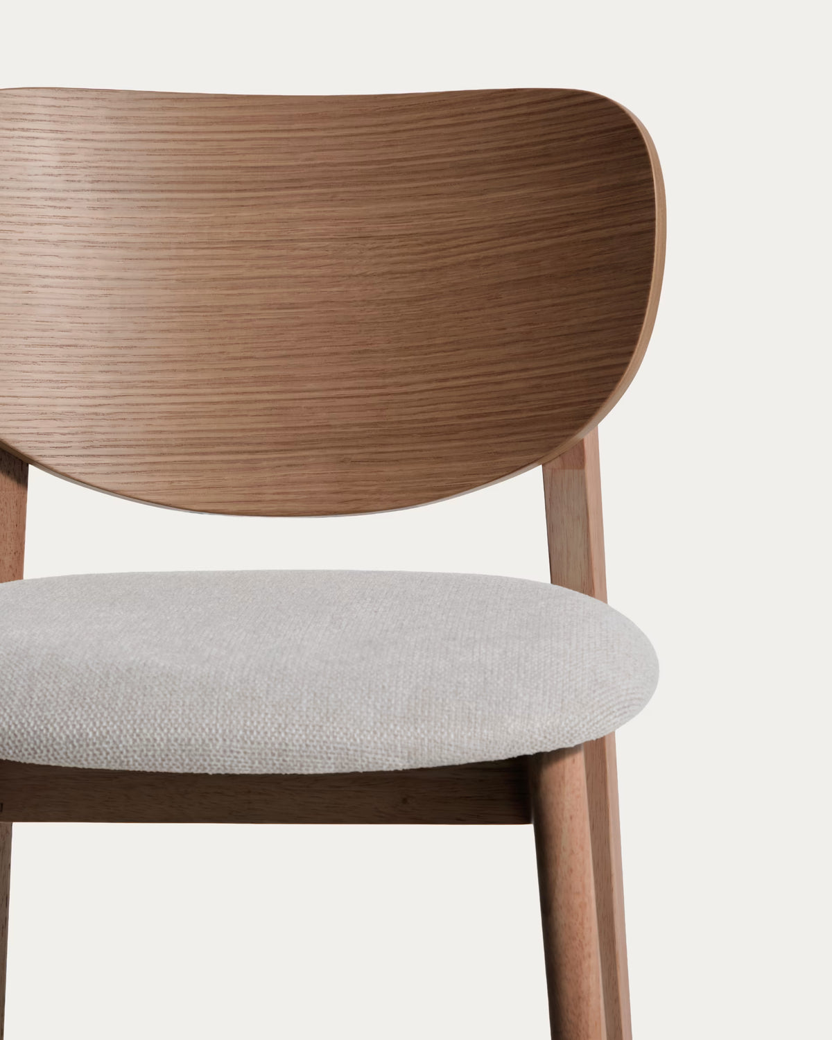 LUDARA Bar Stool in Brown Chenille with a Dark Veneered Oak Base