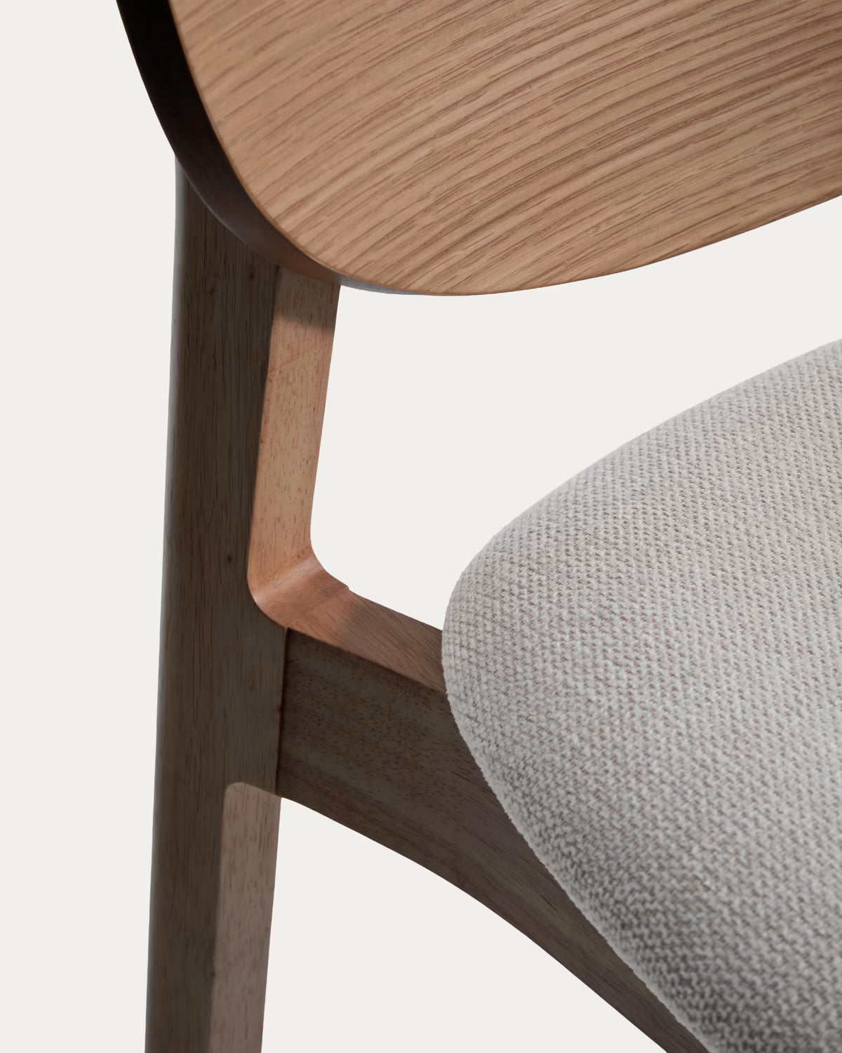 LUDARA Bar Stool in Brown Chenille with a Dark Veneered Oak Base