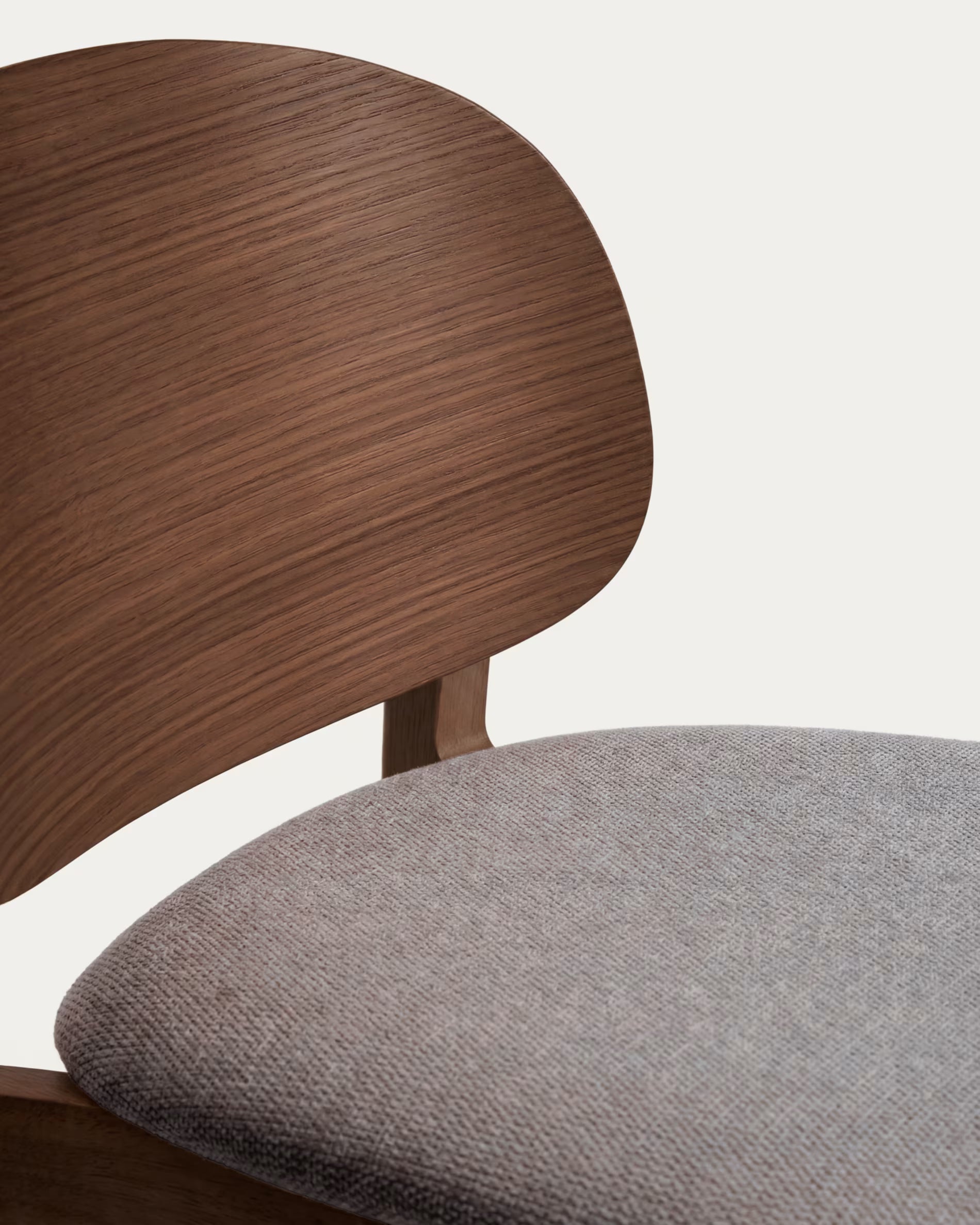 LUDARA Bar Stool in Brown Chenille with a Dark Veneered Oak Base