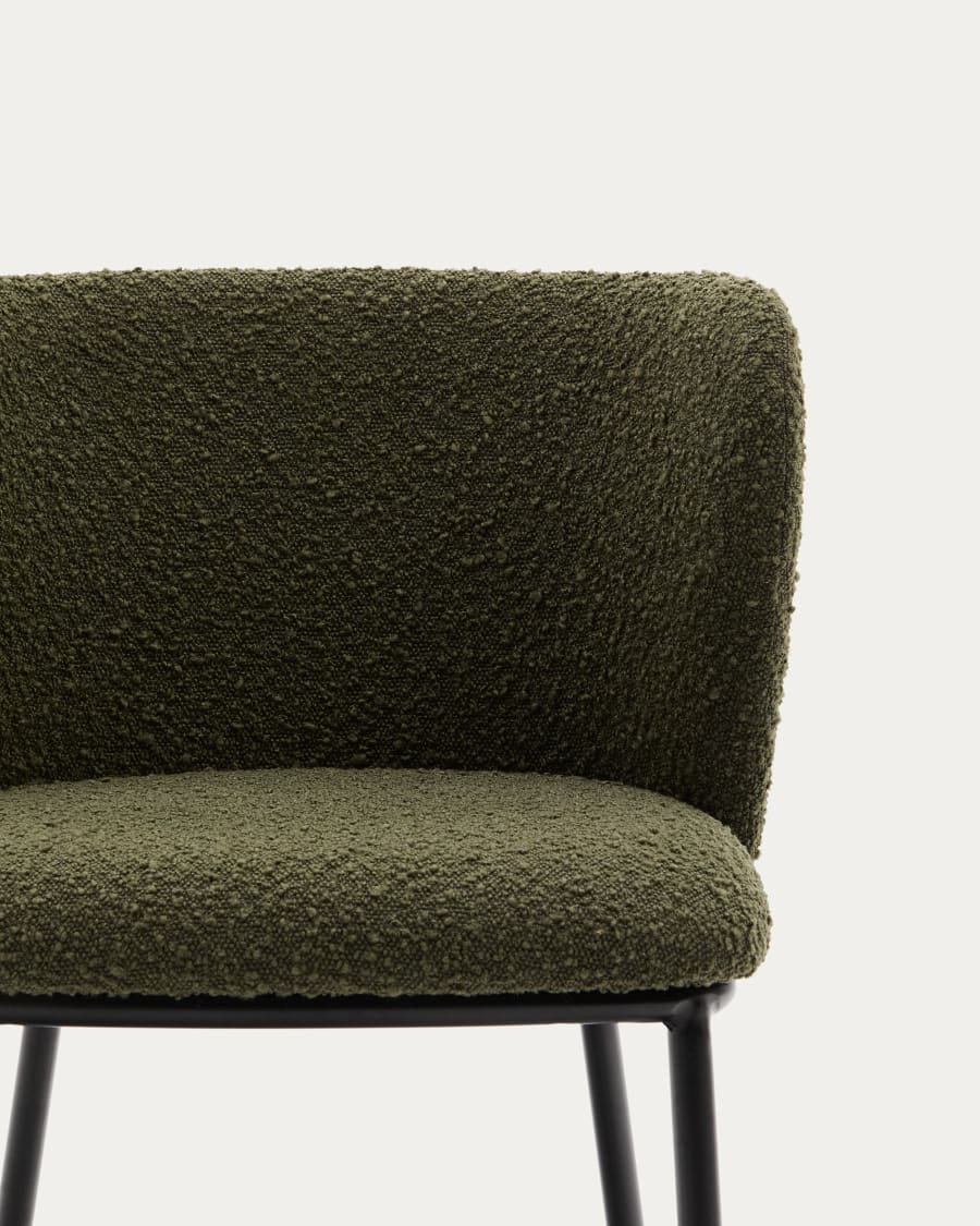 Chair in the fabric boucle ciselia olive