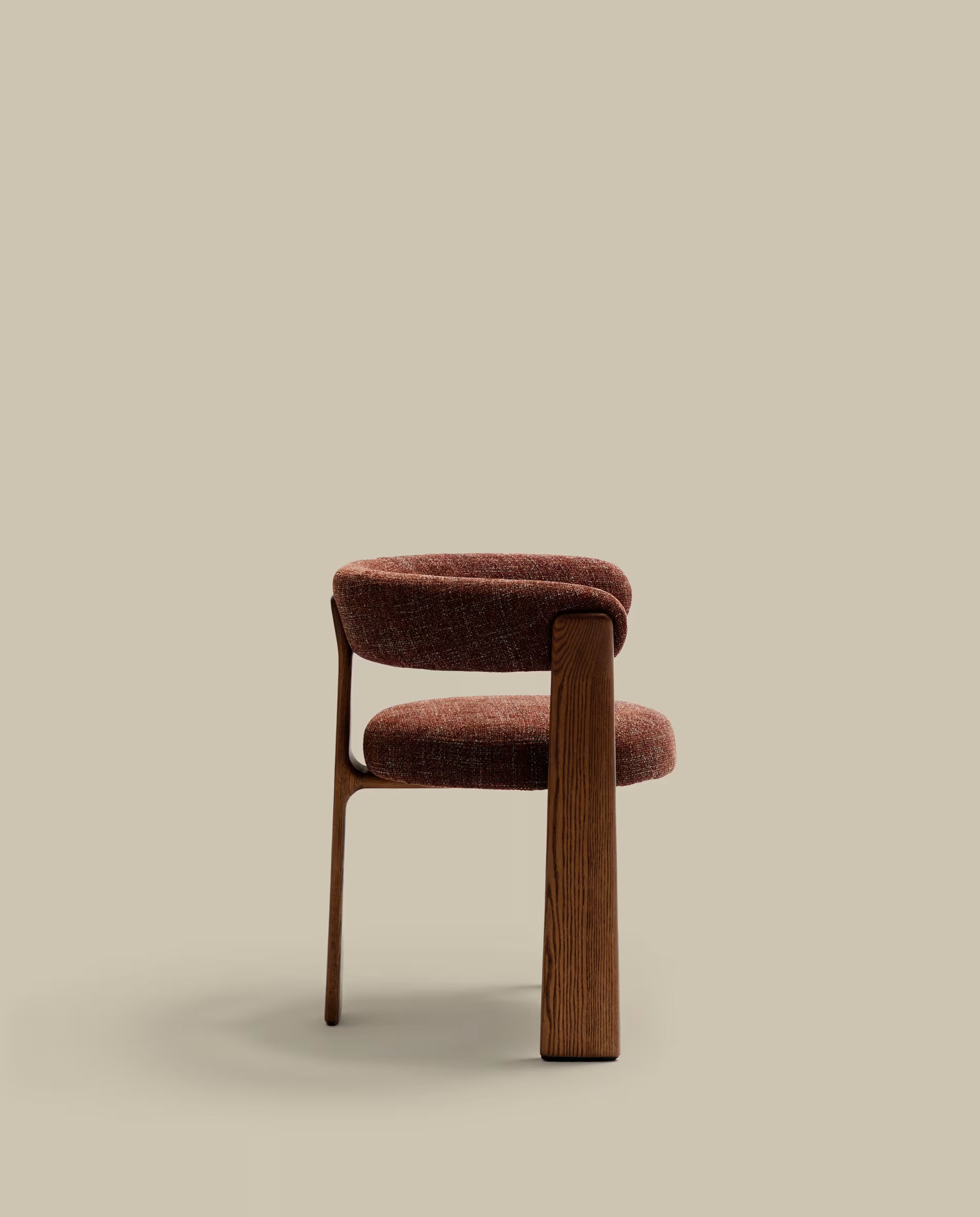 Granite Armchair with Armrests, Brown Chenille with Dark Ash Base