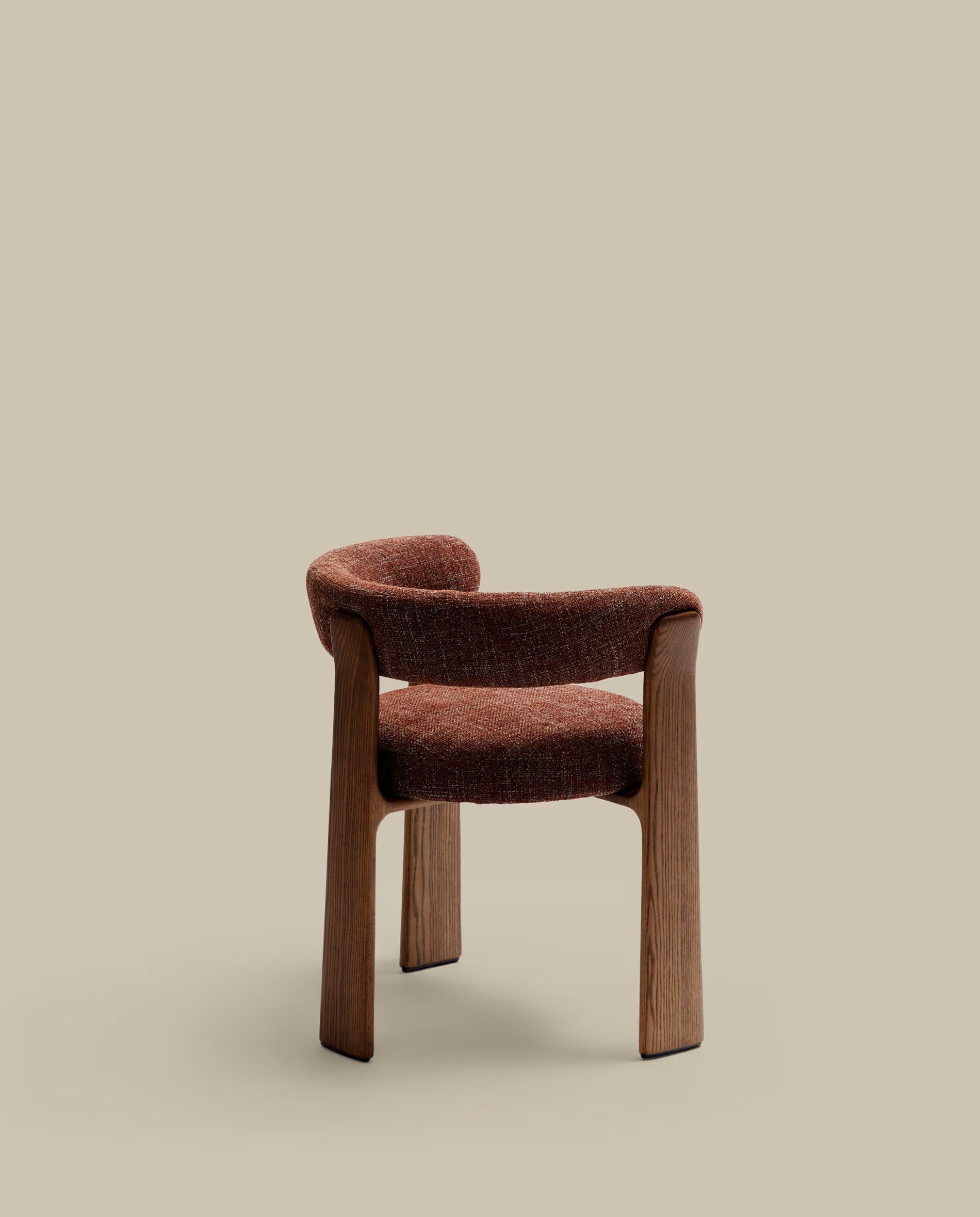 Granite Armchair with Armrests, Brown Chenille with Dark Ash Base