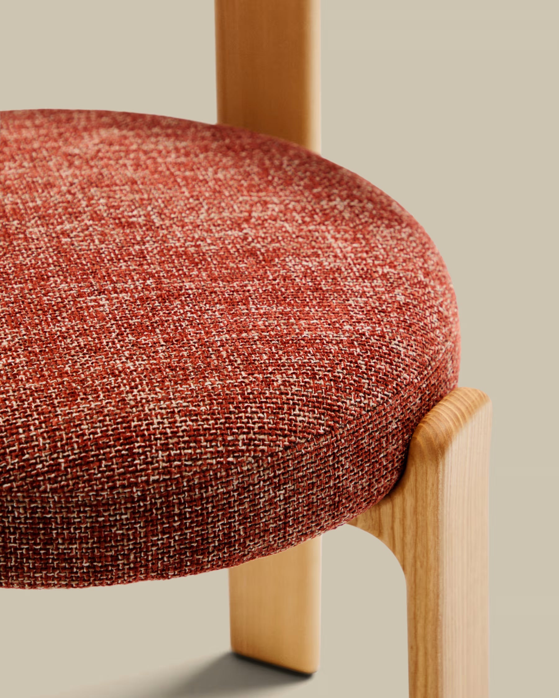 GRANITE chair in red chenille with an ash base