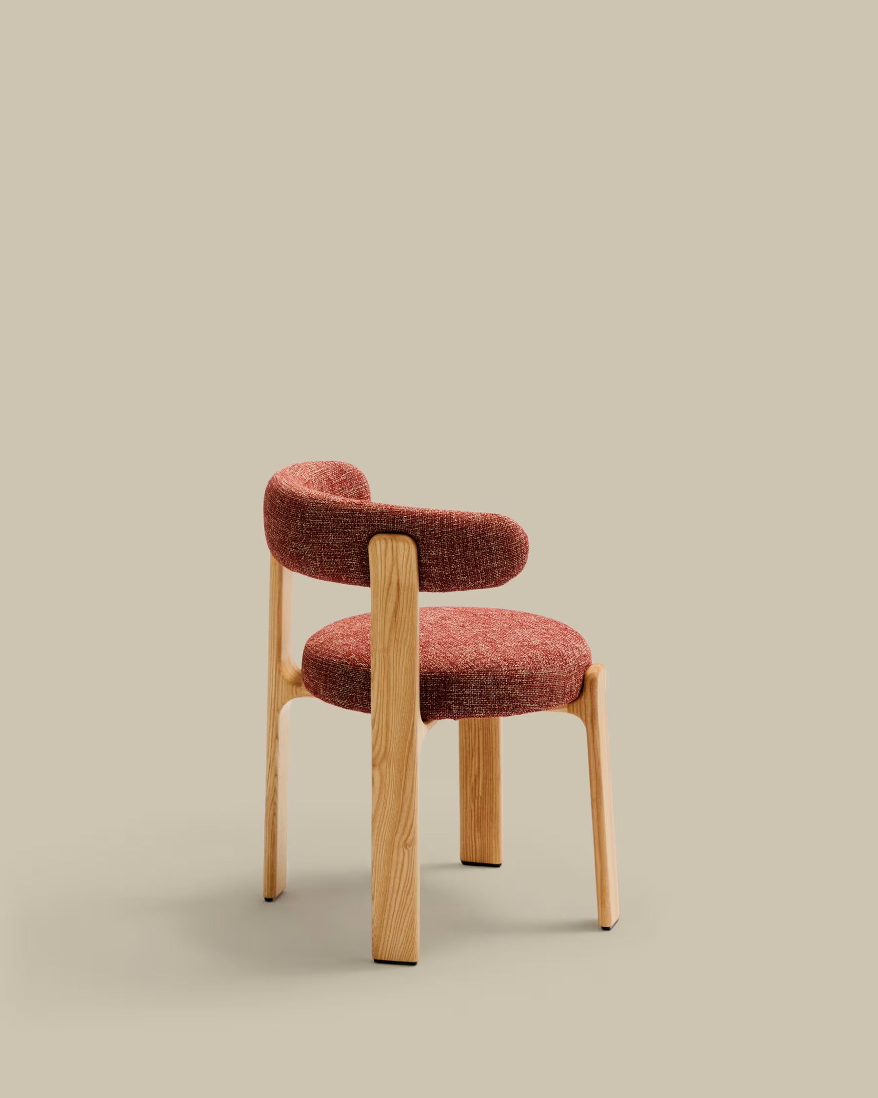 GRANITE chair in red chenille with an ash base