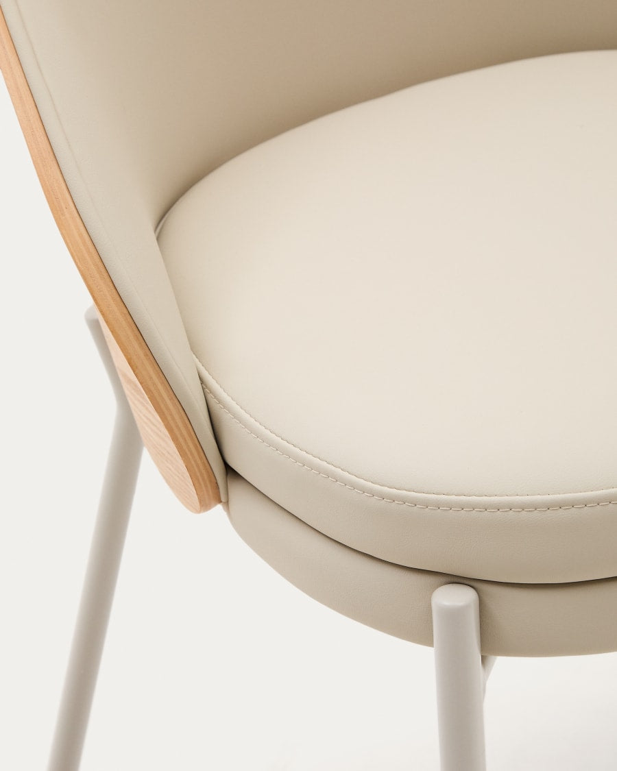 Eama chair beige eco -leather with ash finish