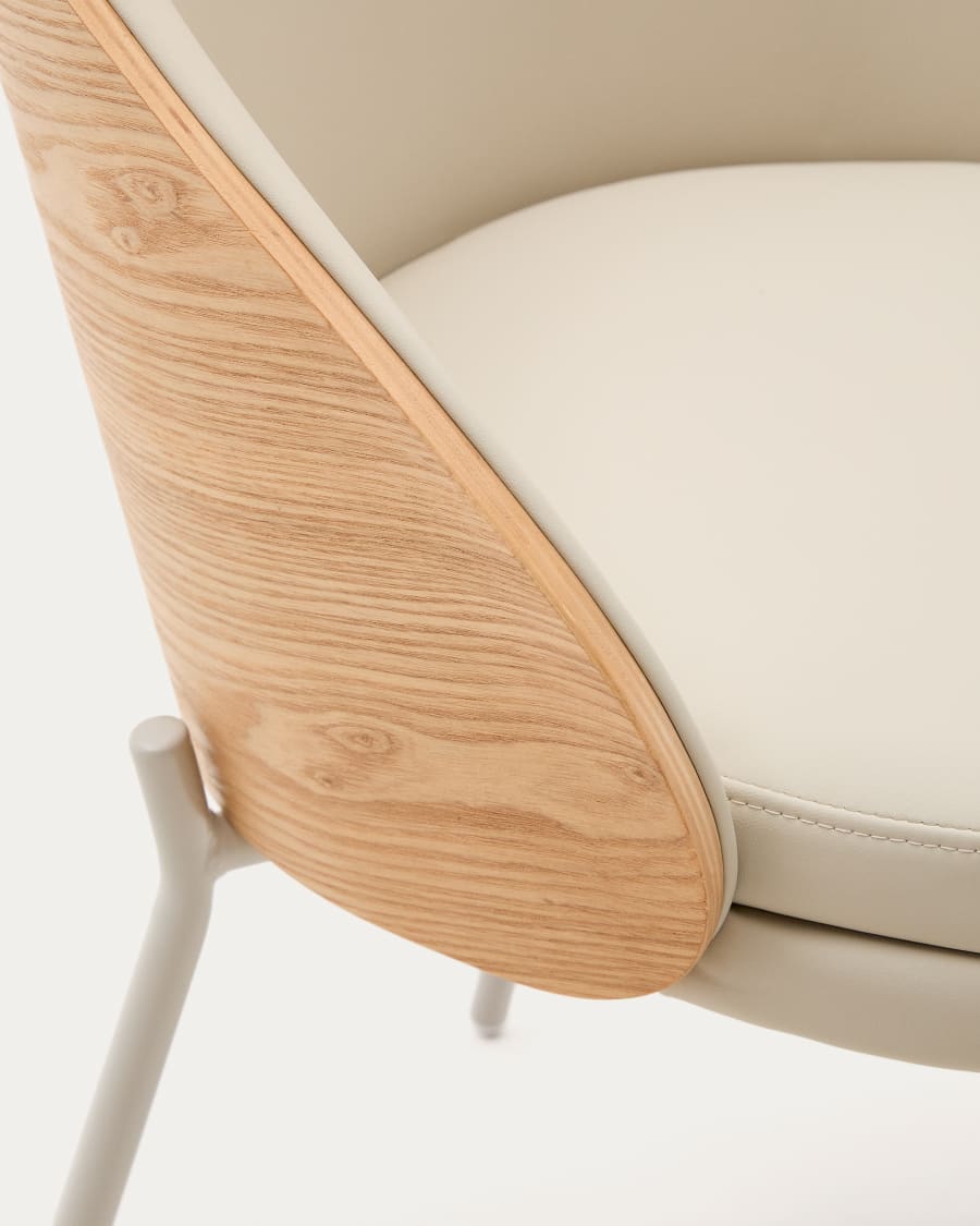 Eama chair beige eco -leather with ash finish