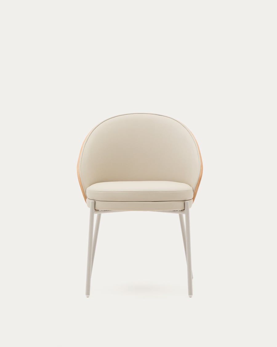 Eama chair beige eco -leather with ash finish