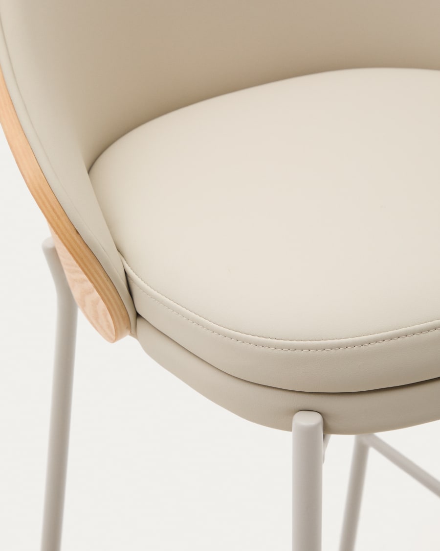 Eama Bar Chair Beige Eco -leather with ash finish