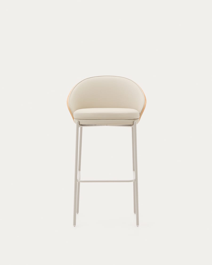 Eama Bar Chair Beige Eco -leather with ash finish