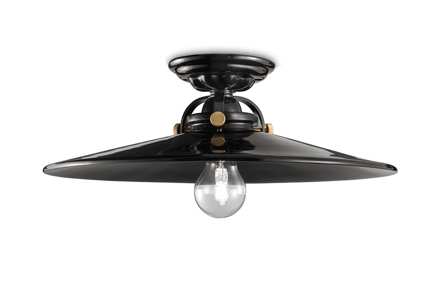 B&amp;W Keramik-Deckenlampe, Schwarz mit Messing-Finish 