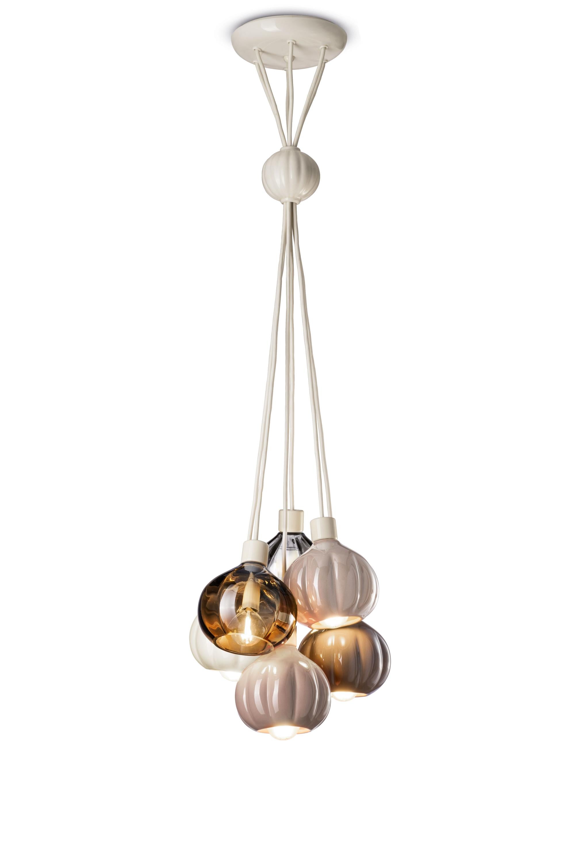 AFOXÉ Deckenleuchte beige mit mokkabraun und transparent