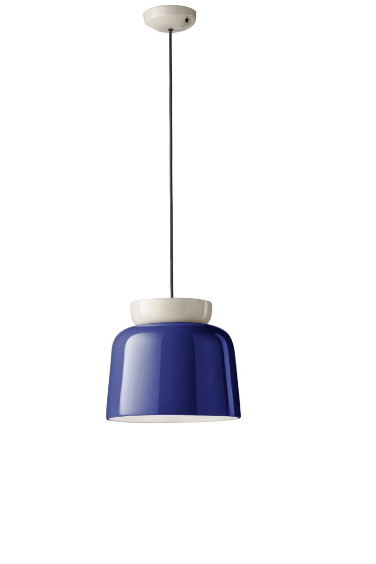 CORCOVADO ceramic pendant lamp in navy blue with beige