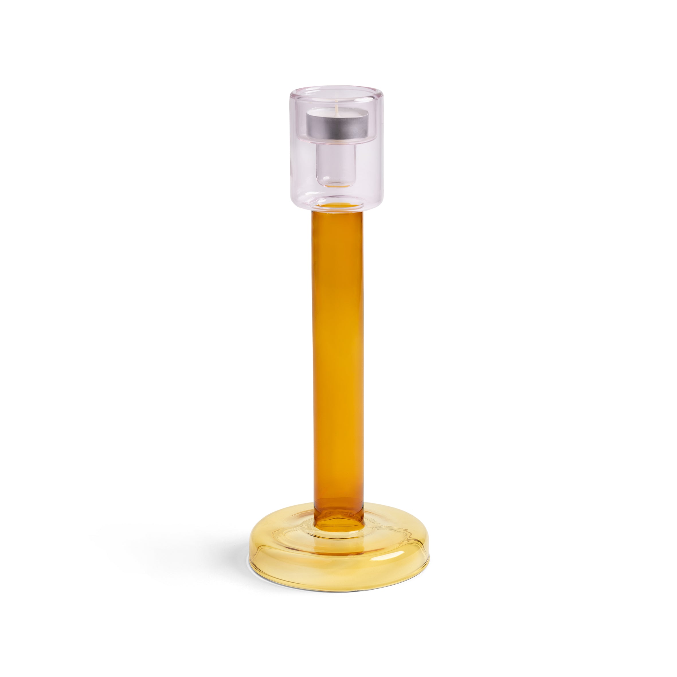 BOLE Candle Holder in Orange with Pink