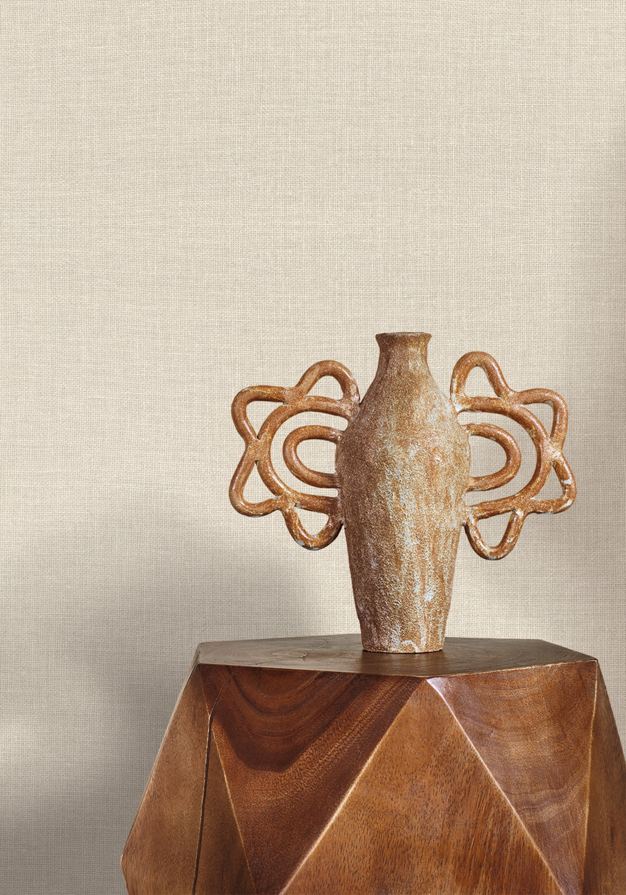 Structural vinyl wallpaper imitating jute LIENZO - IVORY ivory