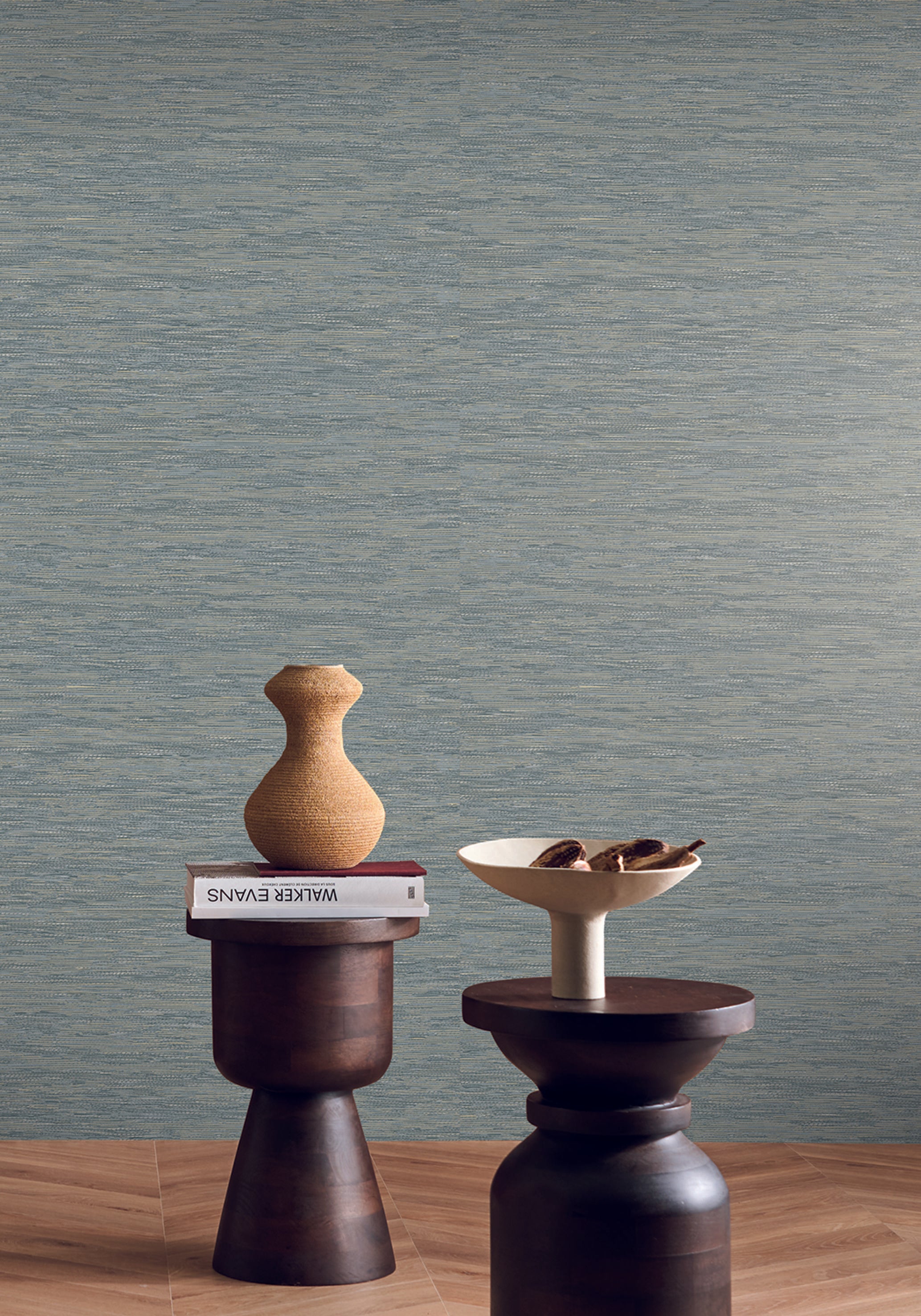 Textured wallpaper resembling jacquard fabric TATAMI - PIERRE BLEUE gray-blue