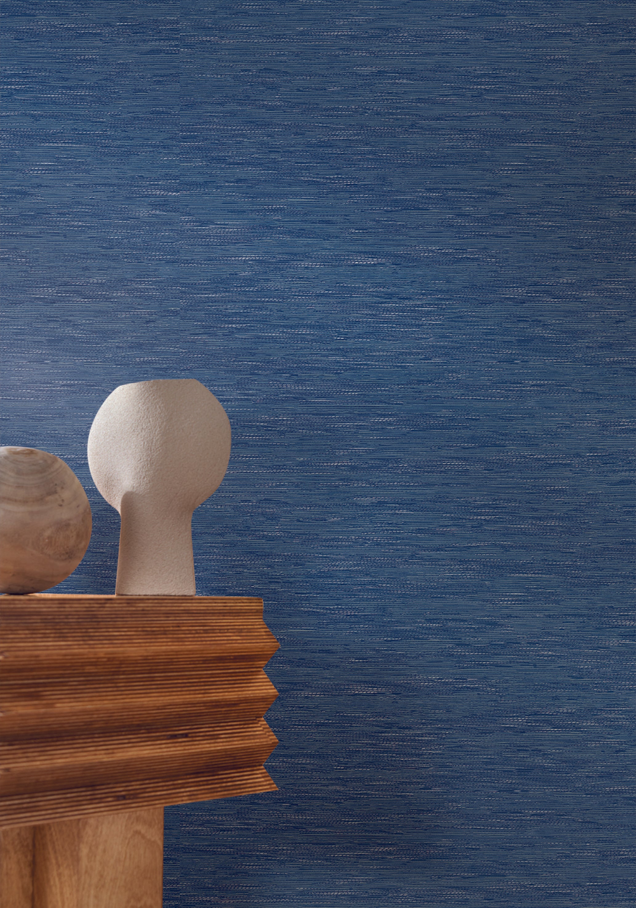 Structural wallpaper imitating jacquard fabric TATAMI - ELECTRIC BLUE dark blue