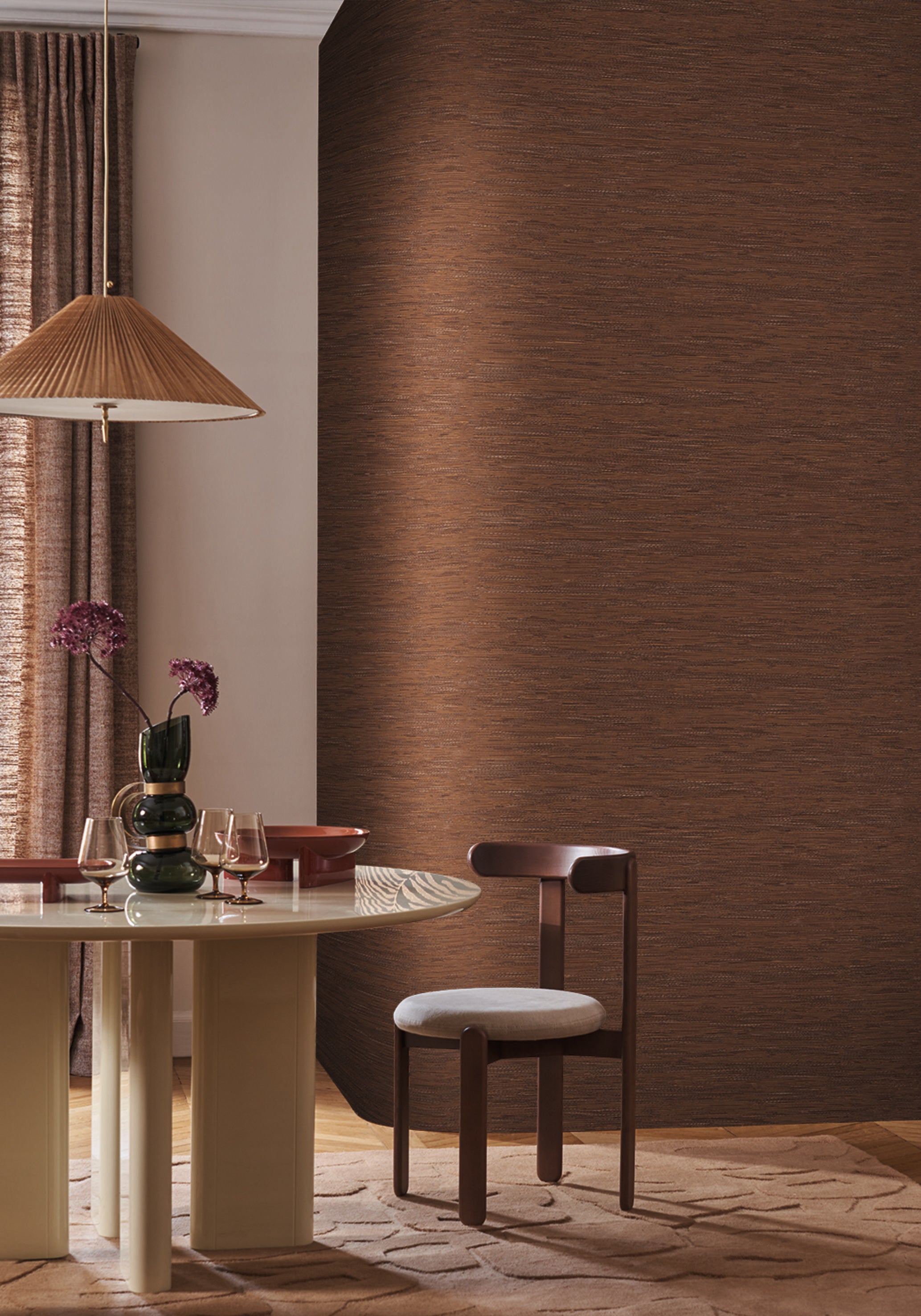 Structural wallpaper imitating jacquard fabric TATAMI - LATTE coffee beige