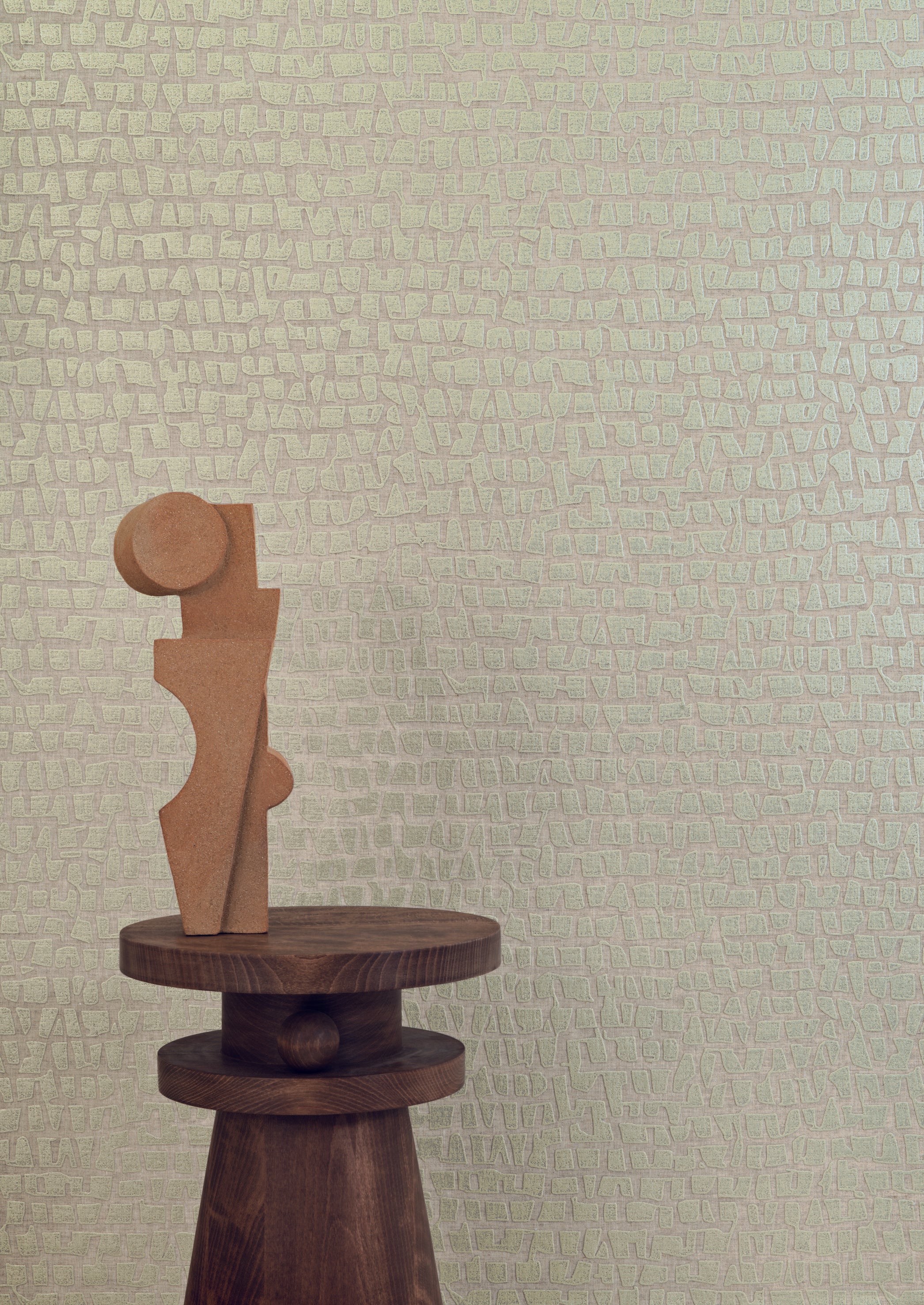 Textilstruktur-Tapete mit abstraktem Muster SERTI - BRUN CUIVRÉ braun mit Gold