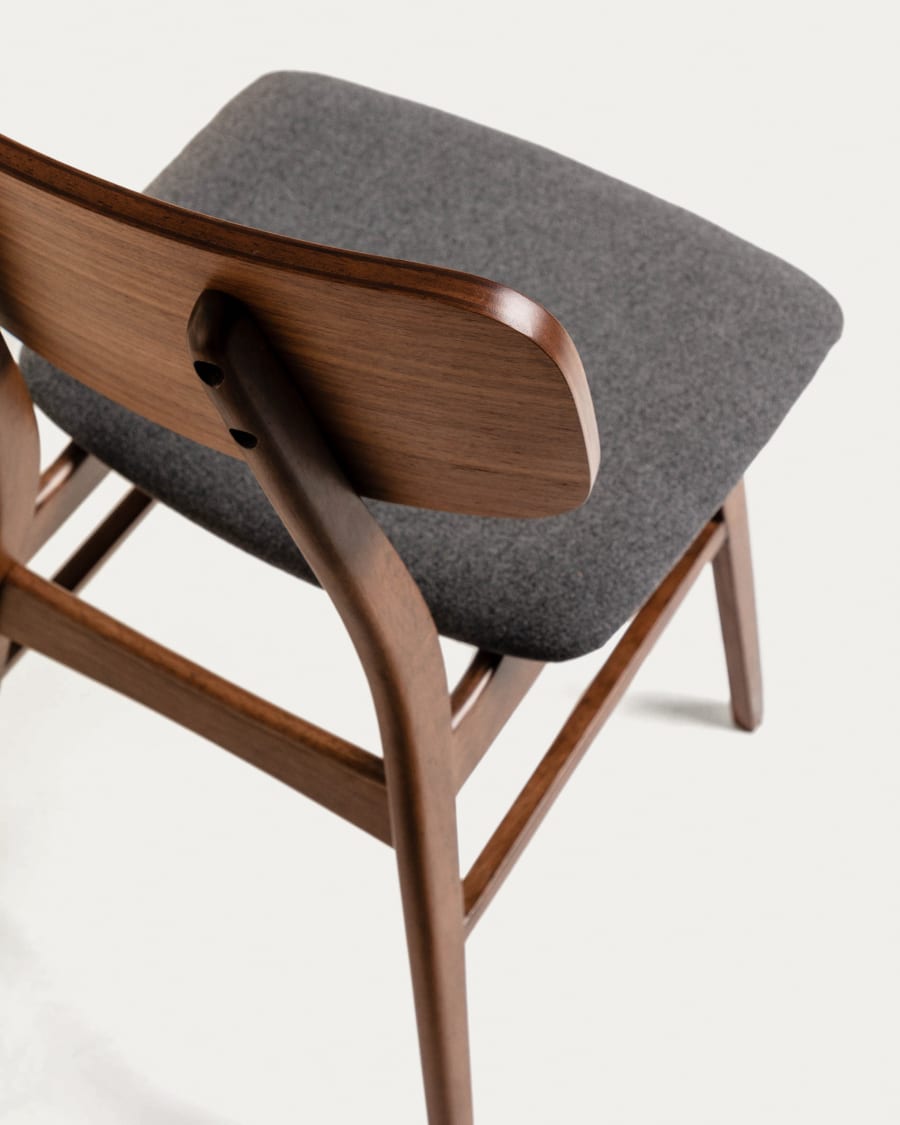 Selia Dark gray chair with a nut finish