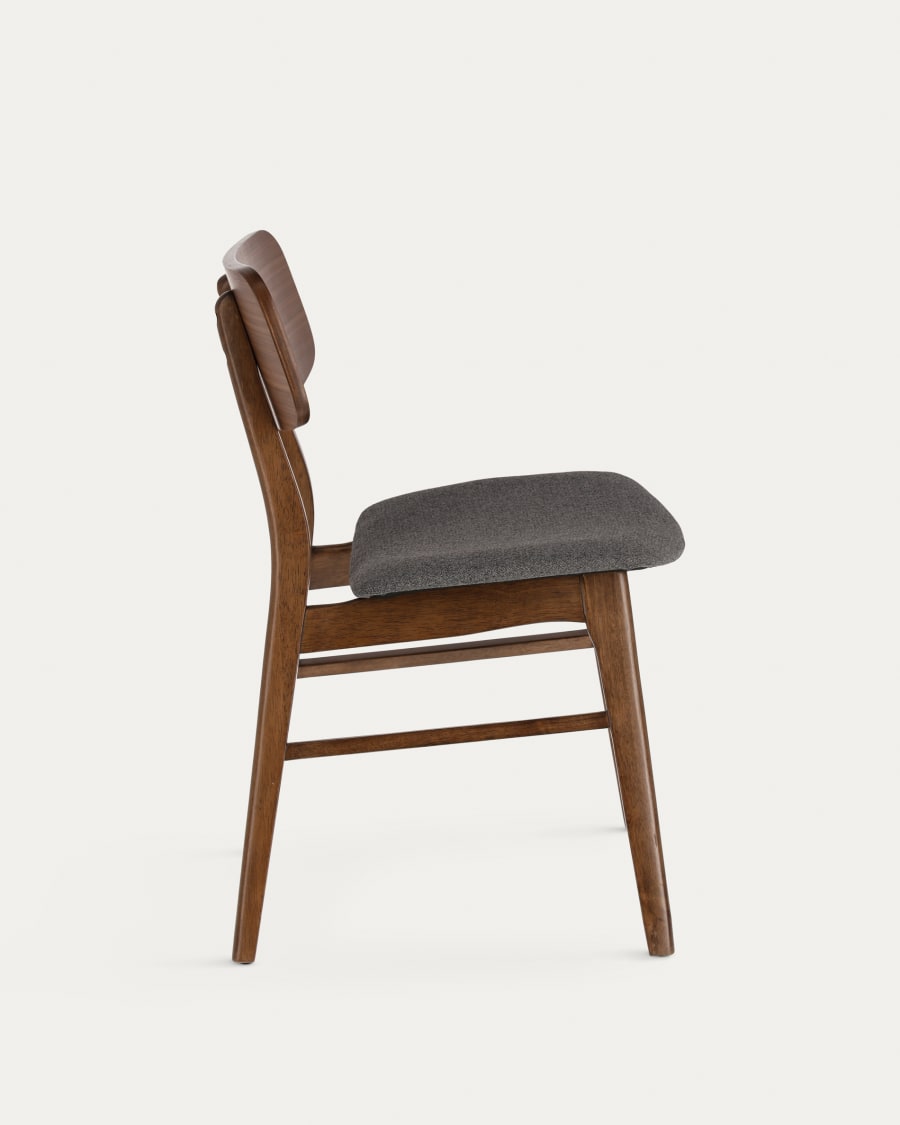 Selia Dark gray chair with a nut finish