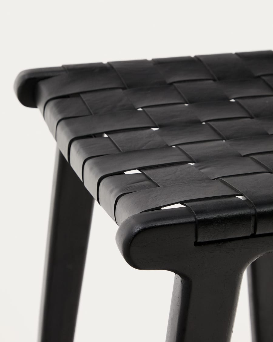 Calixta Black Leather Bar Stool