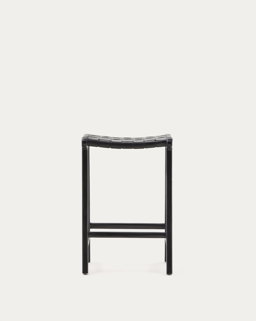 Calixta Black Leather Bar Stool