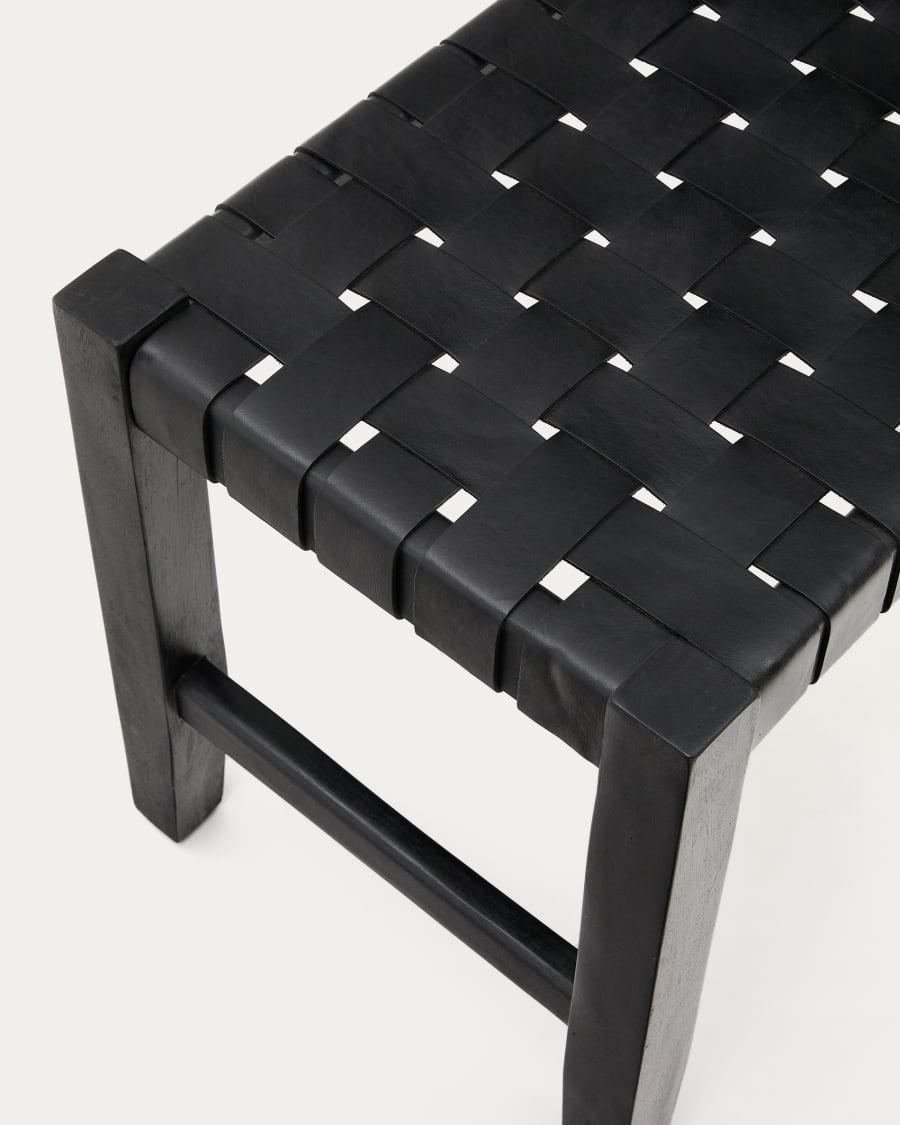 Calixta Black Leather Bench