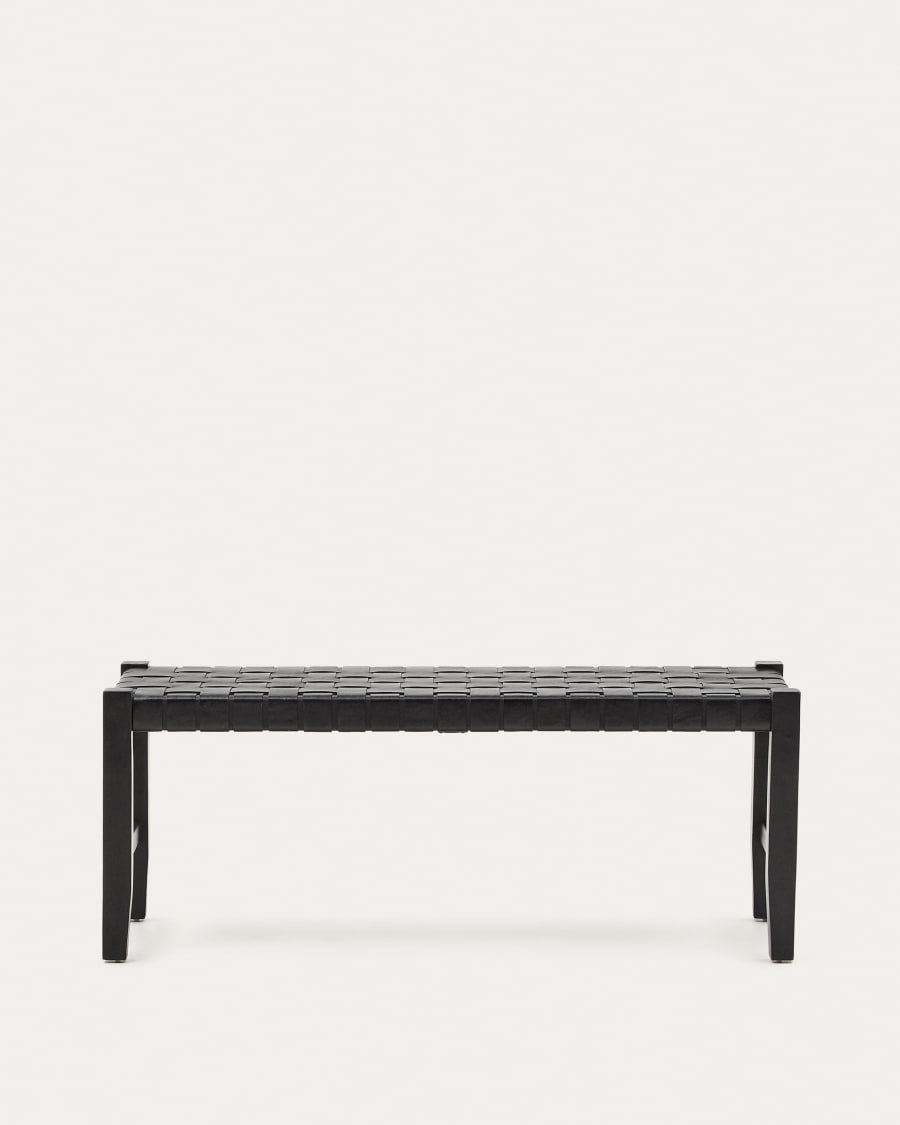 Calixta Black Leather Bench