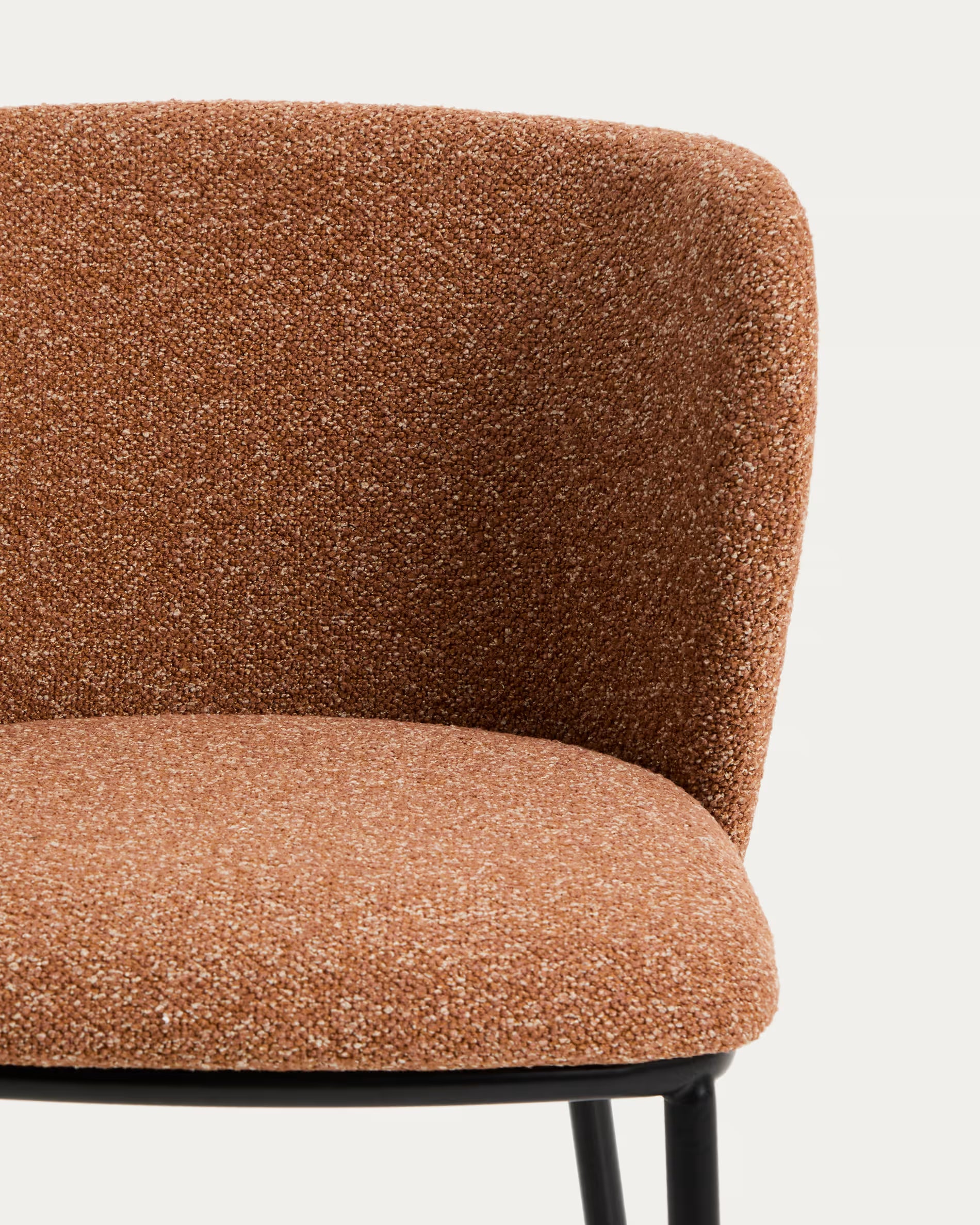 Bar stool CISELIA brick chenille with black base
