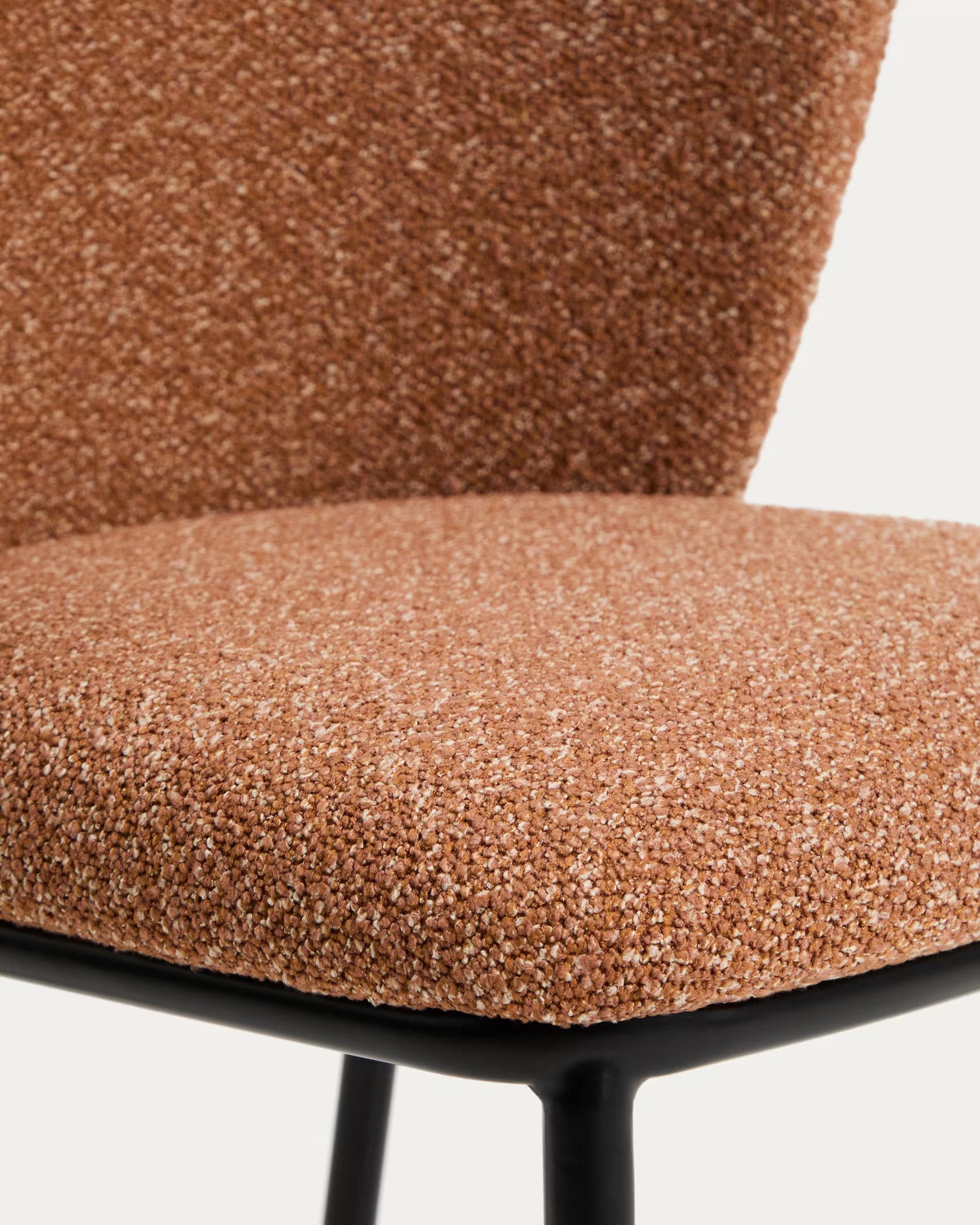 Bar stool CISELIA brick chenille with black base