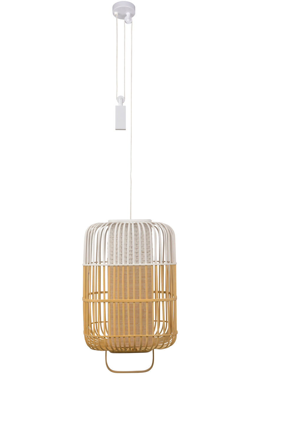 Square hanging lamp bamboo white