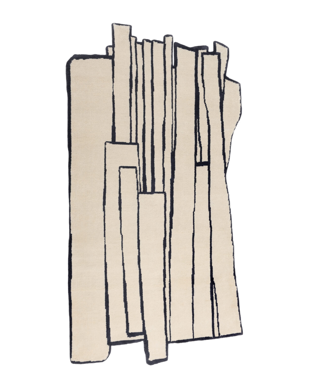 Dywan dekoracyjny asymetryczny CONTOUR szarobeżowy z czarnym