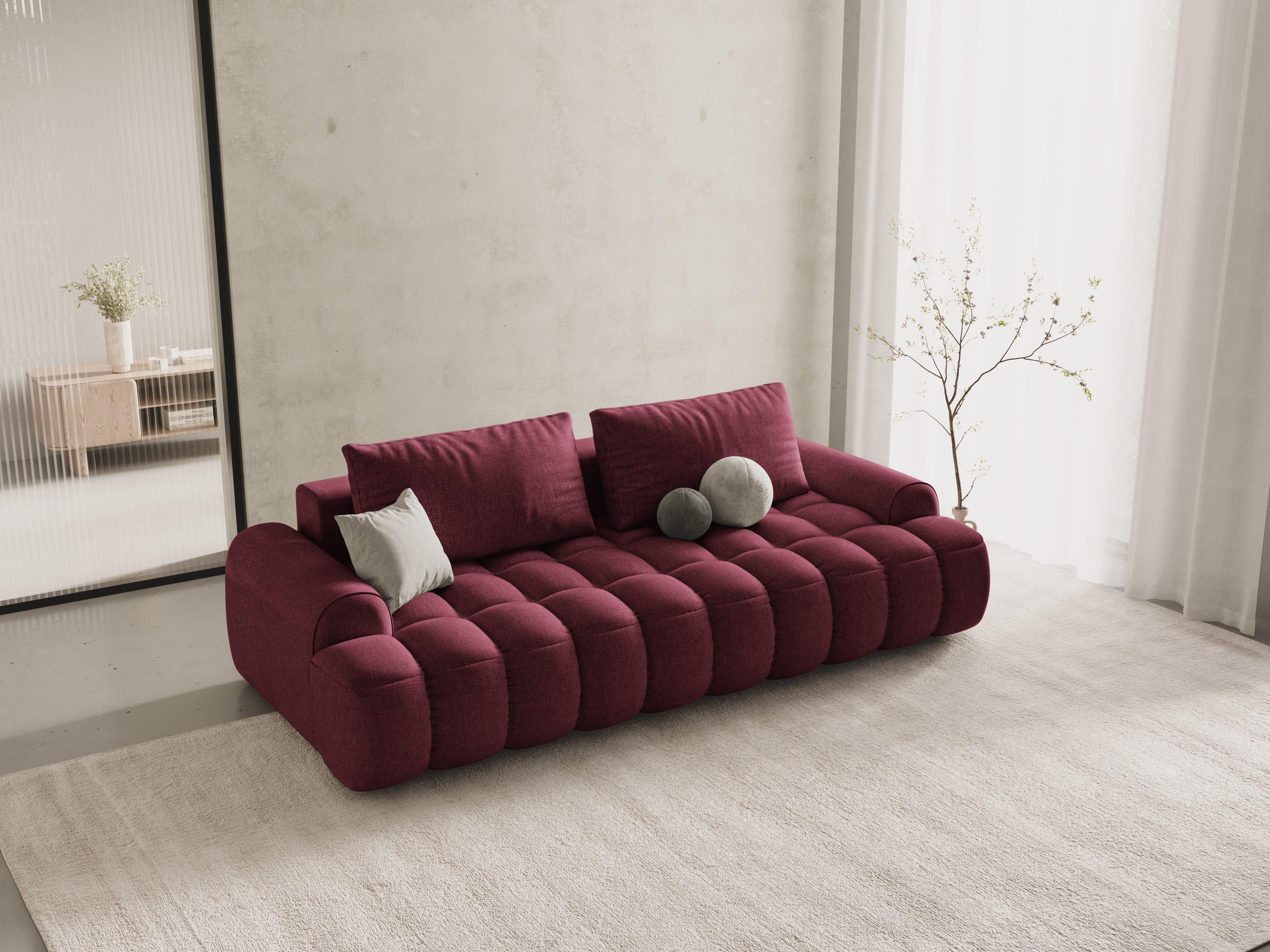 Sofa with sleeping function for 4 people LINZ burgundy