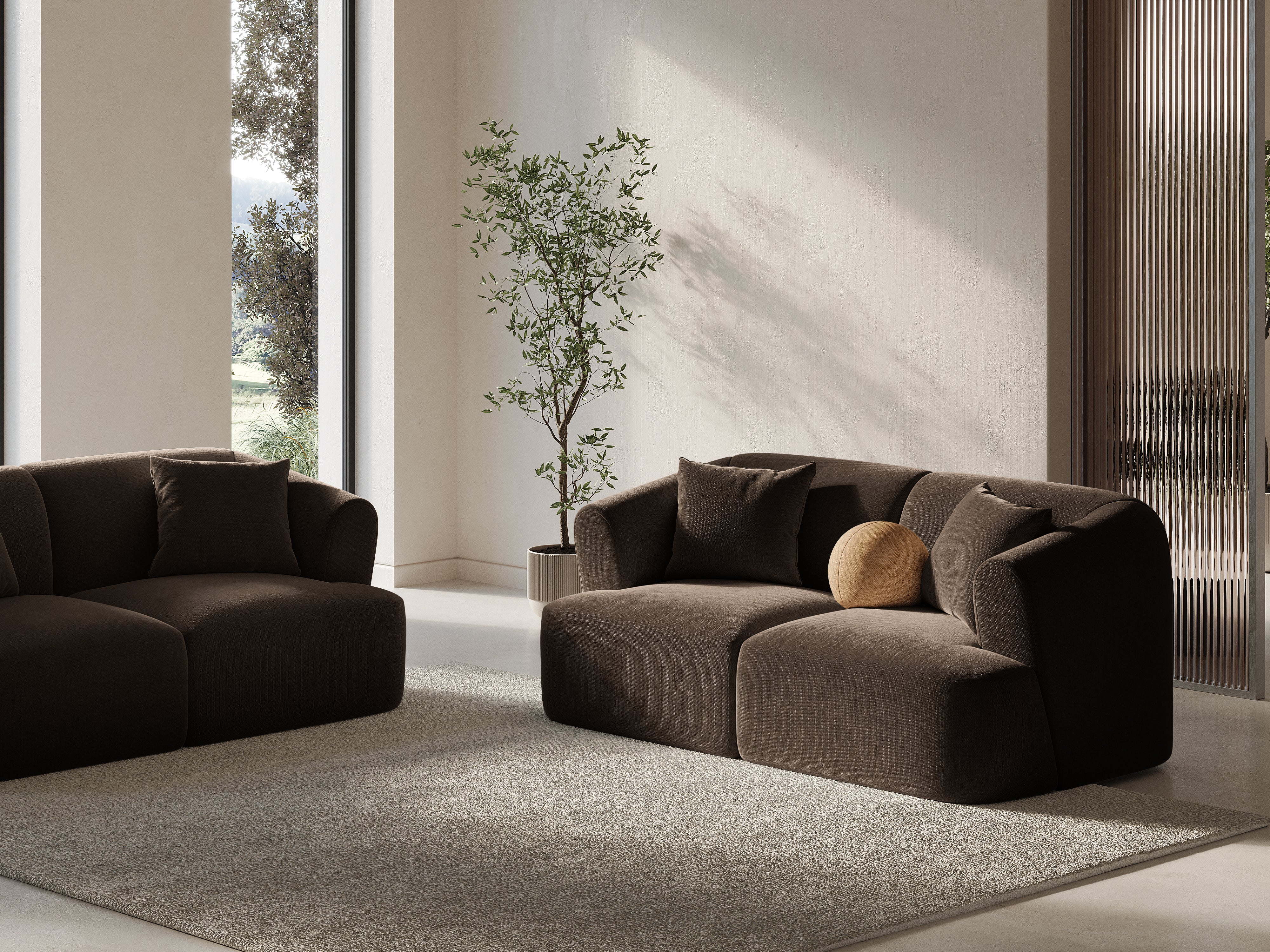 Chocolate 2-Seater Velvet Sofa CAMPI
