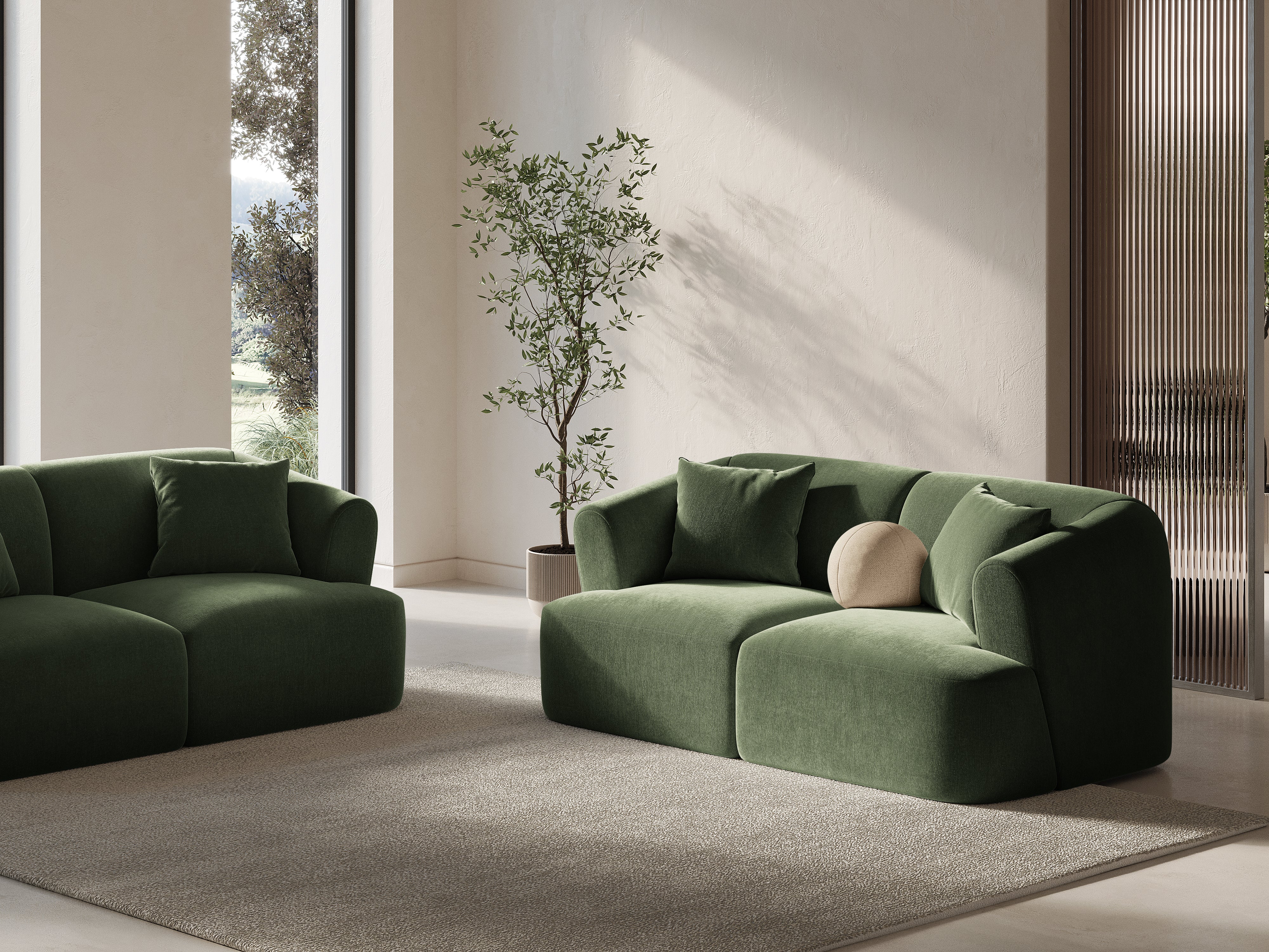 3-seater Sofa CAMPI green corduroy