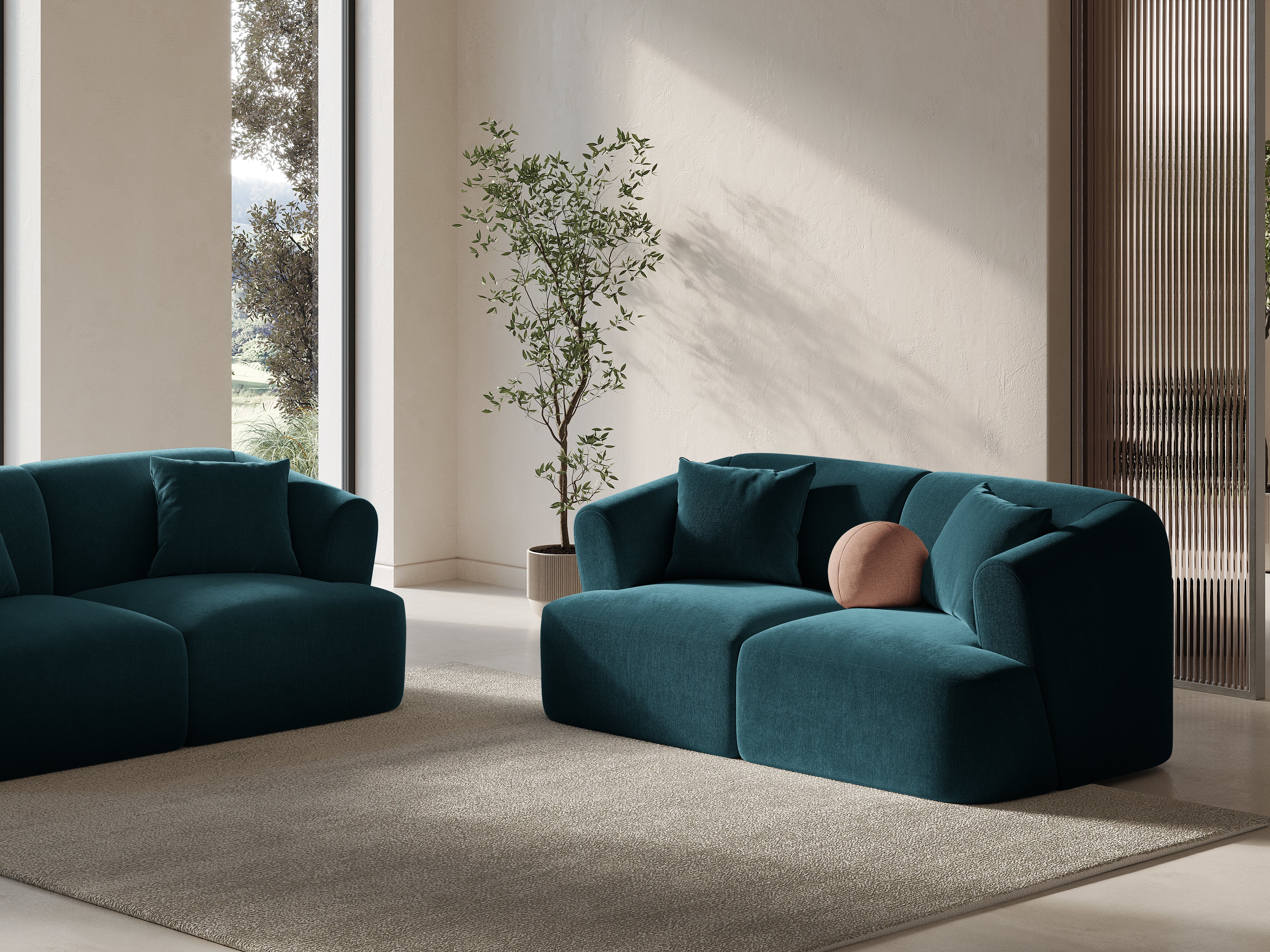 Velvet 2-Seater Sofa CAMPI Petrol
