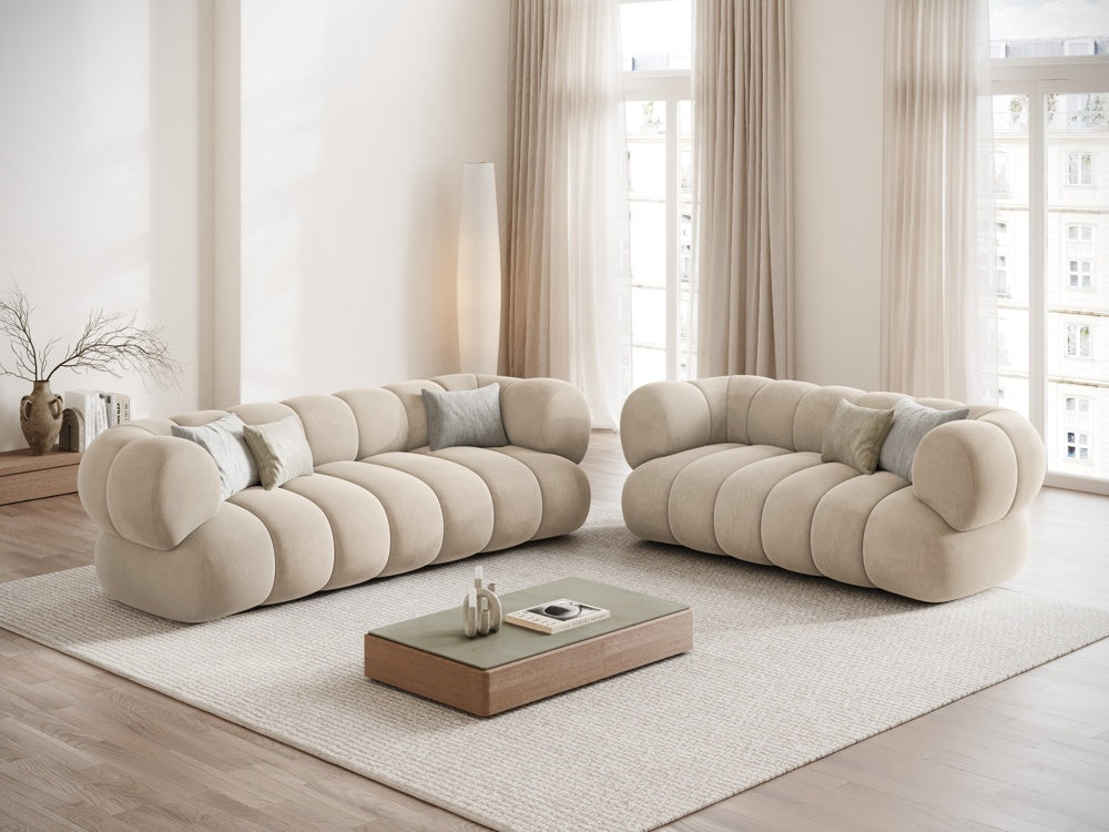 2-seater velvet sofa KOGE beige