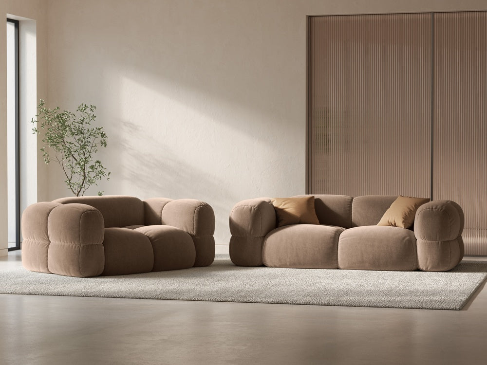 LORETTO dark beige velvet 2-seater sofa