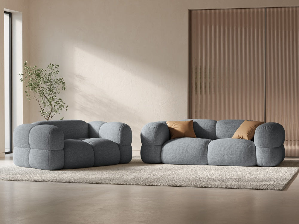 LORETTO 2-Seater Sofa in Gray-Blue
