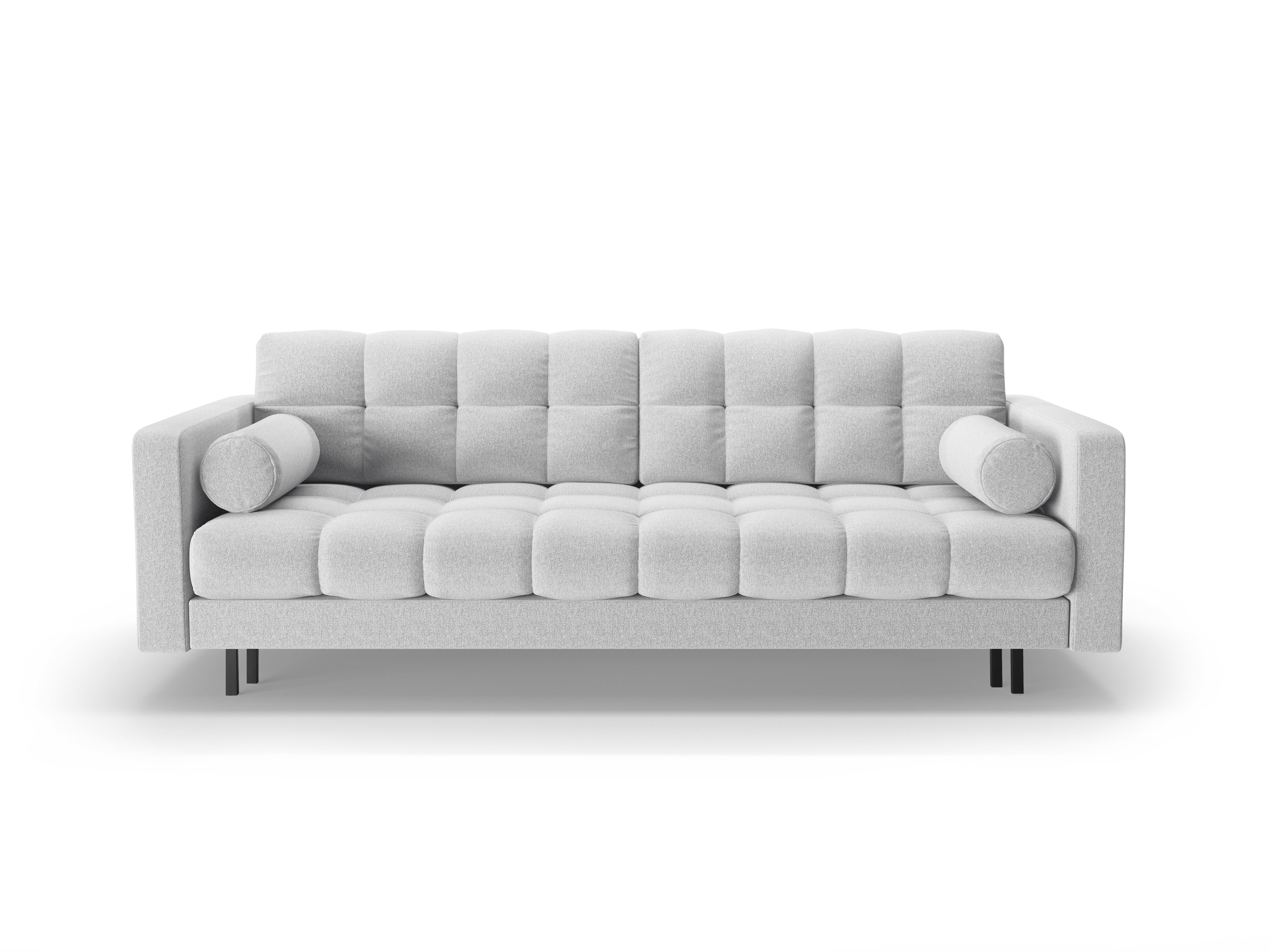 3-Sitzer Sofa mit Schlaffunktion BALI hellgrau mit schwarzem Fuß