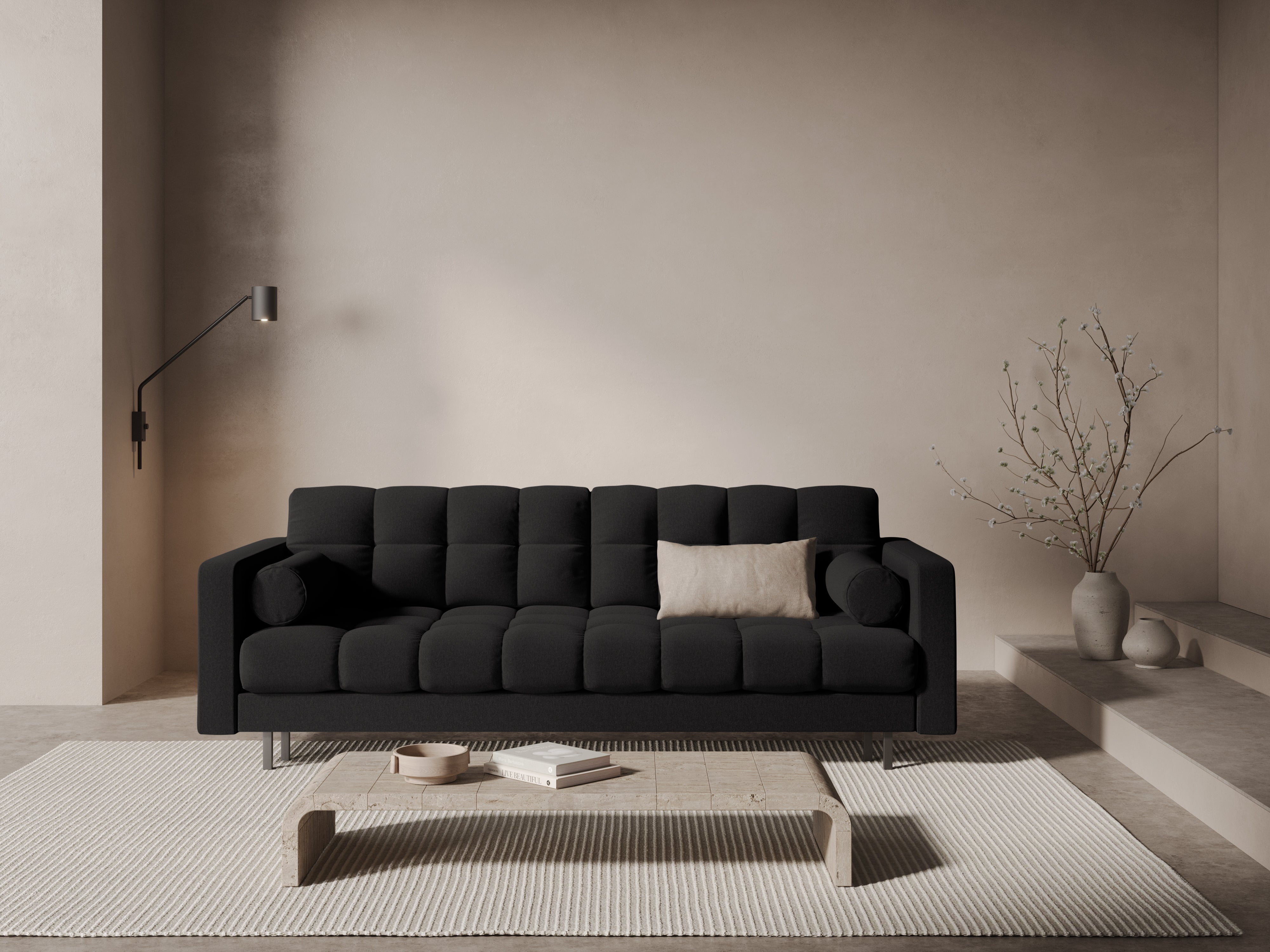 3-Sitzer Sofa mit Schlaffunktion BALI dunkelgrau mit schwarzem Fuß