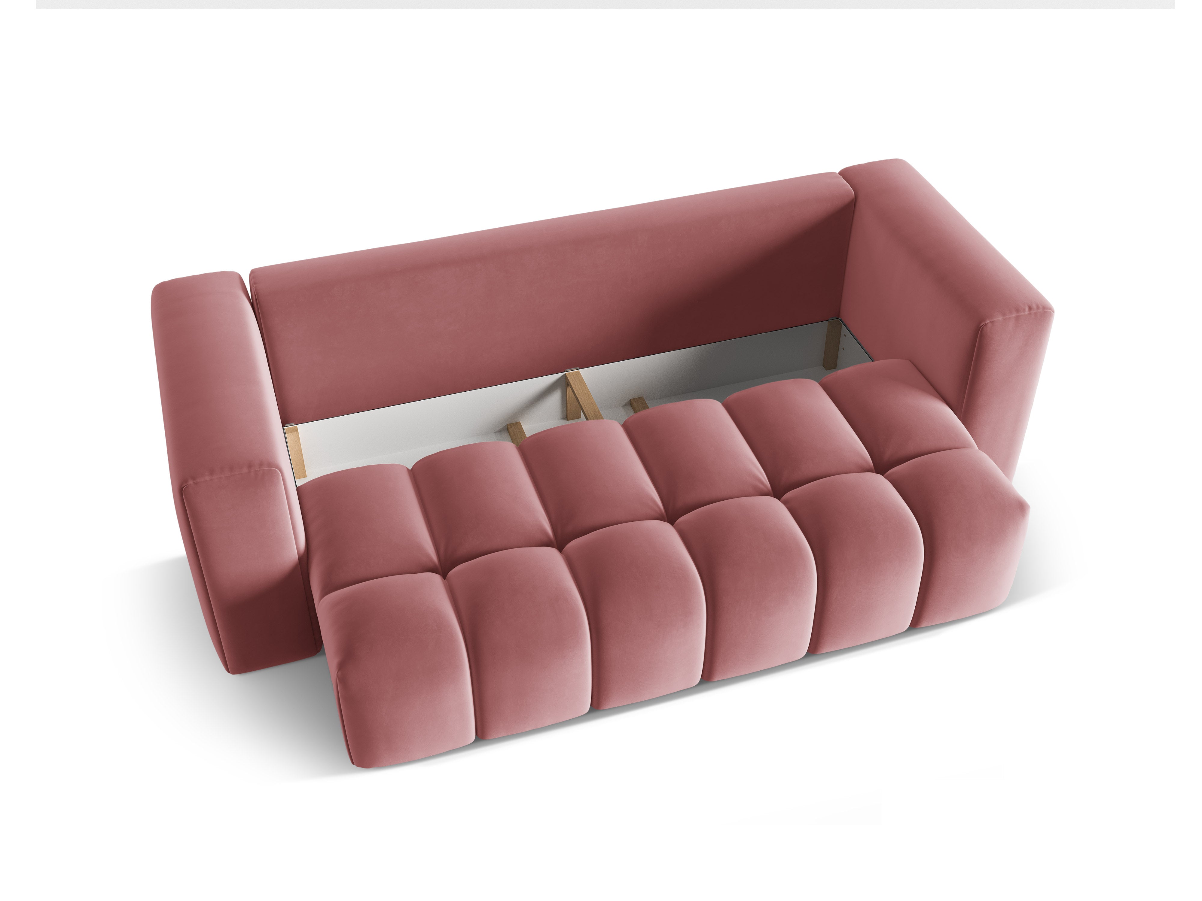 Velvet 3-Seater Sofa with Sleeping Function VERONA Flamingo Pink