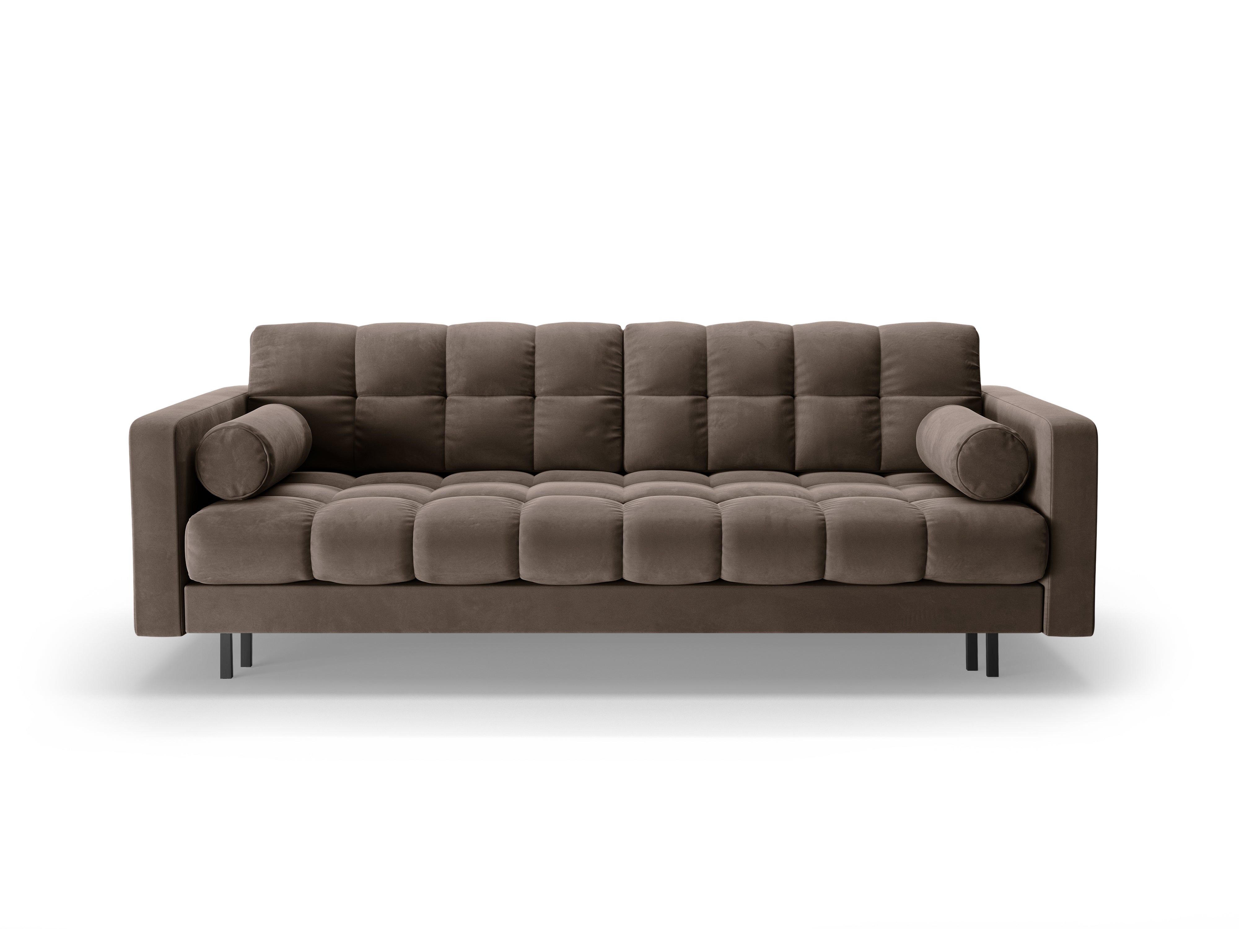 Samtsofa 3-Sitzer mit Schlaffunktion BALI schokolade mit schwarzem Fuß