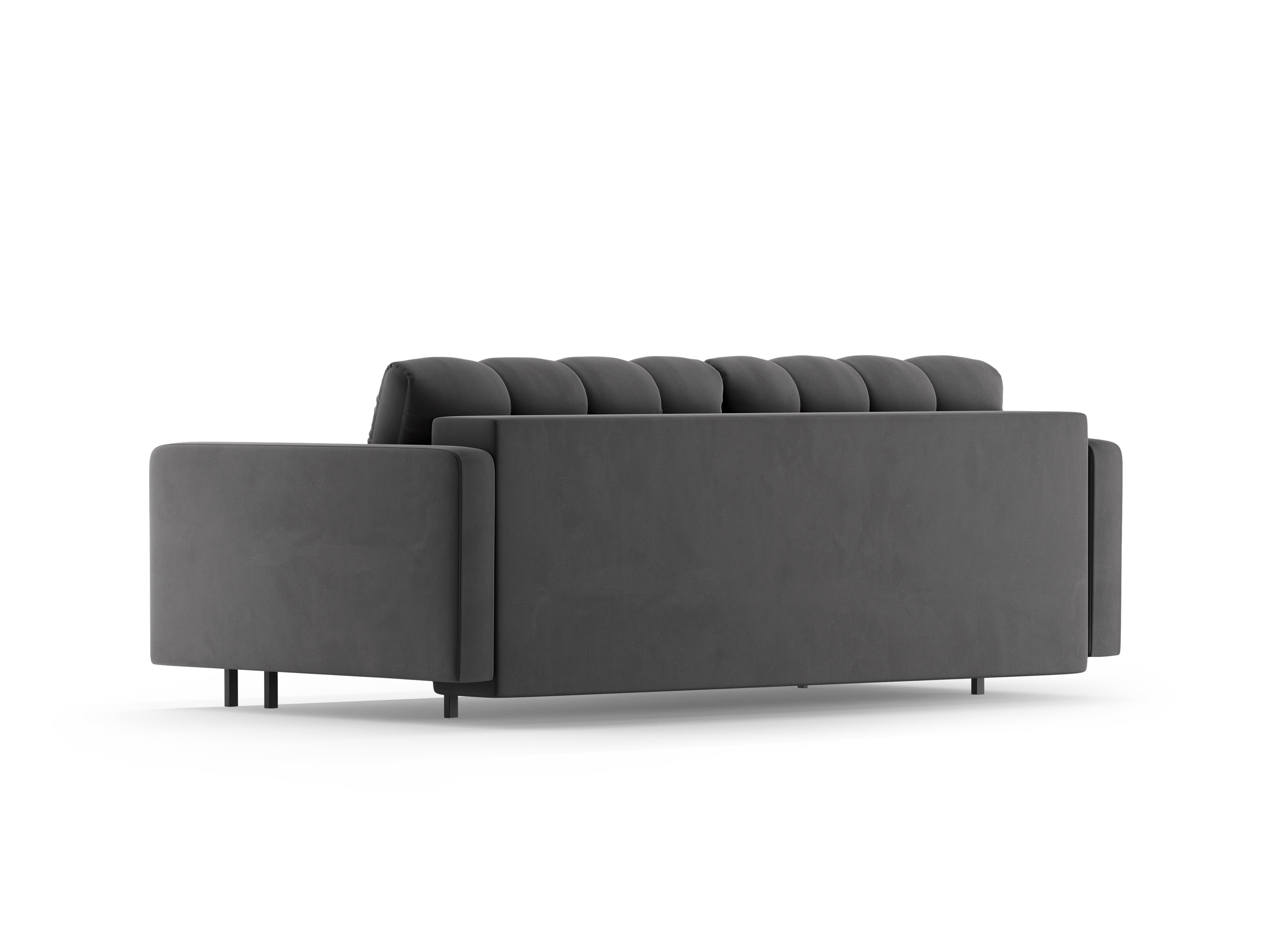 Samtsofa 3-Sitzer mit Schlaffunktion BALI grau mit schwarzem Untergestell
