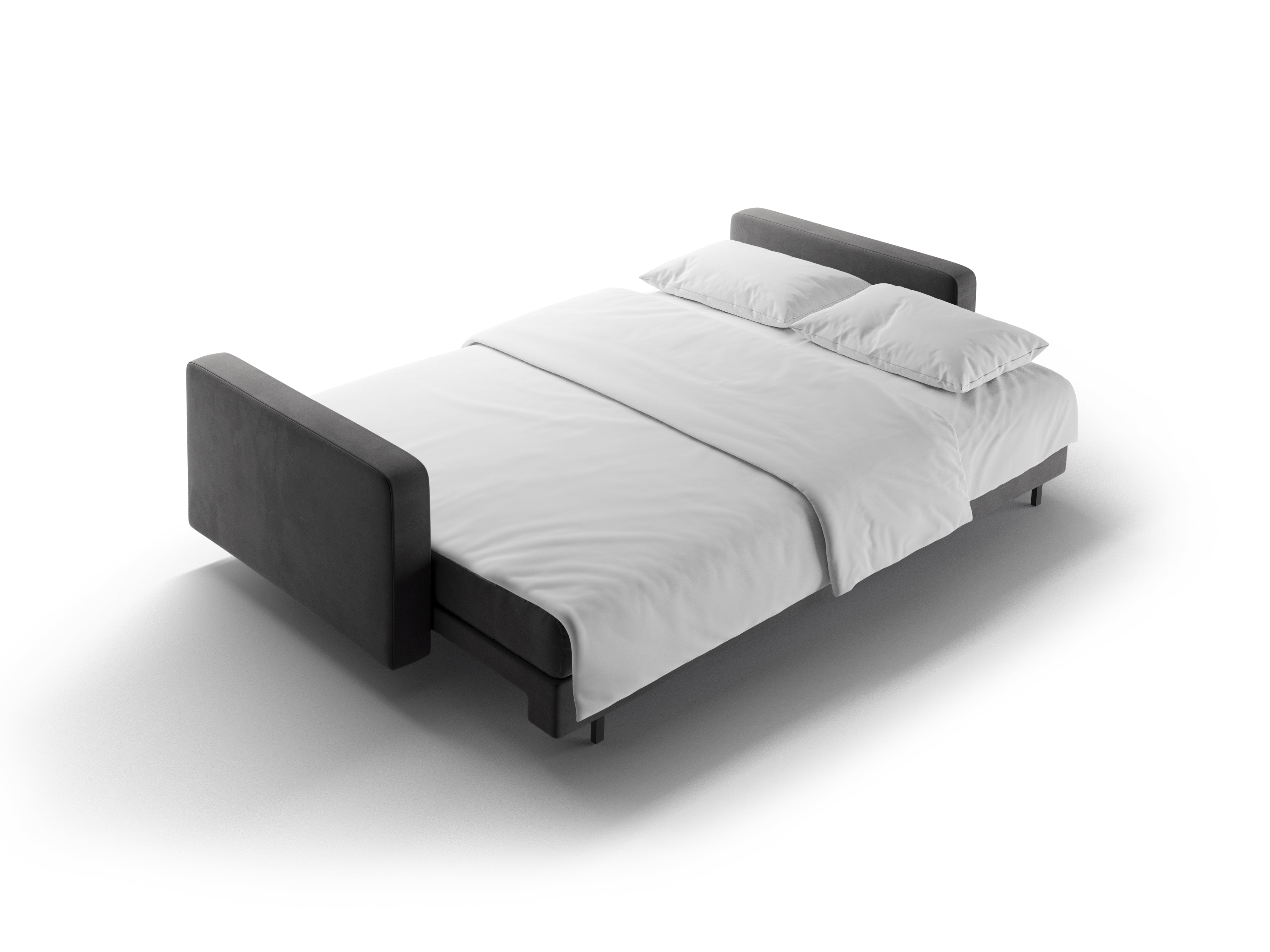 Samtsofa 3-Sitzer mit Schlaffunktion BALI grau mit schwarzem Untergestell