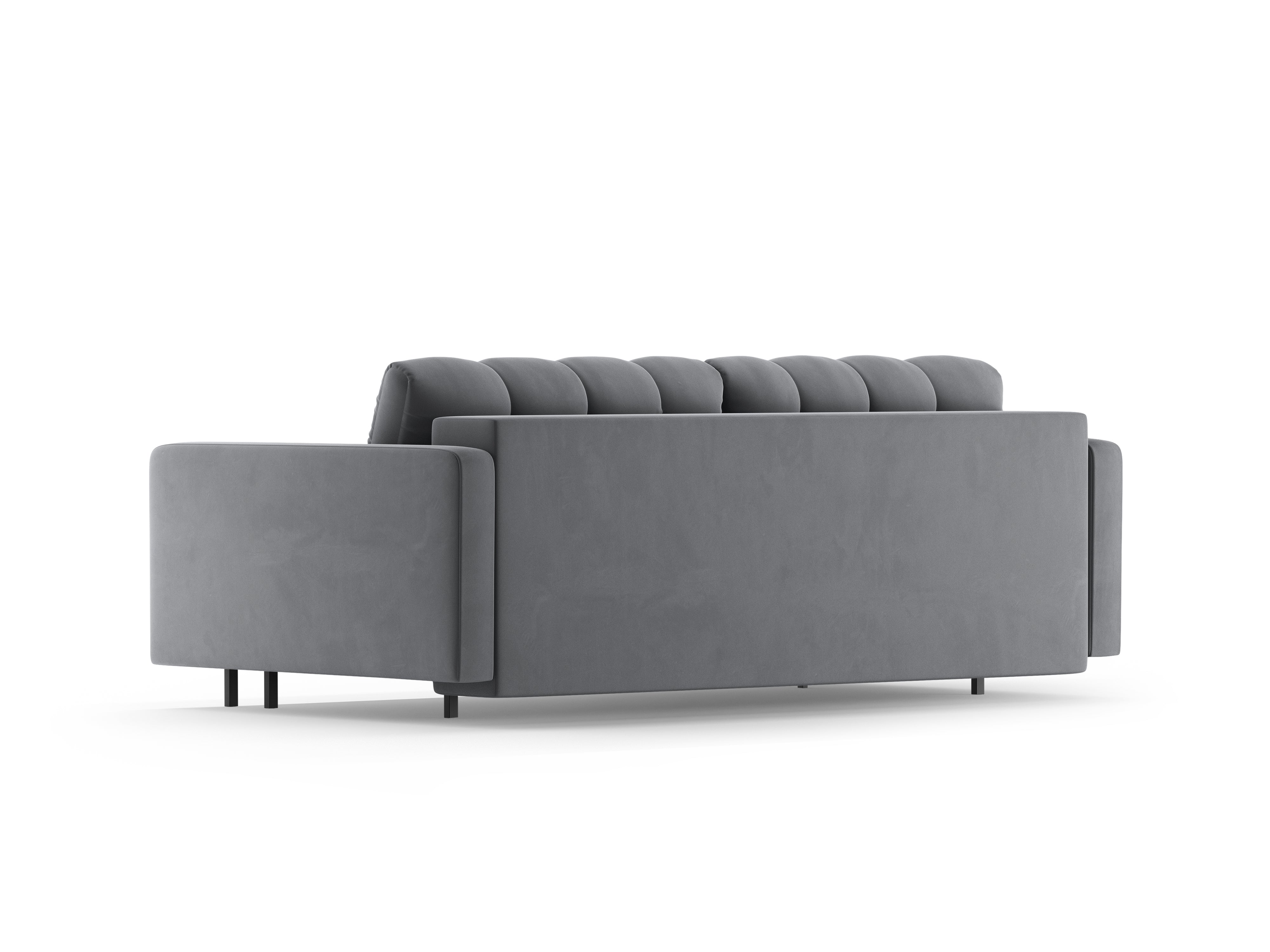 Samt 3-Sitzer Sofa mit Schlaffunktion BALI hellgrau mit schwarzem Gestell